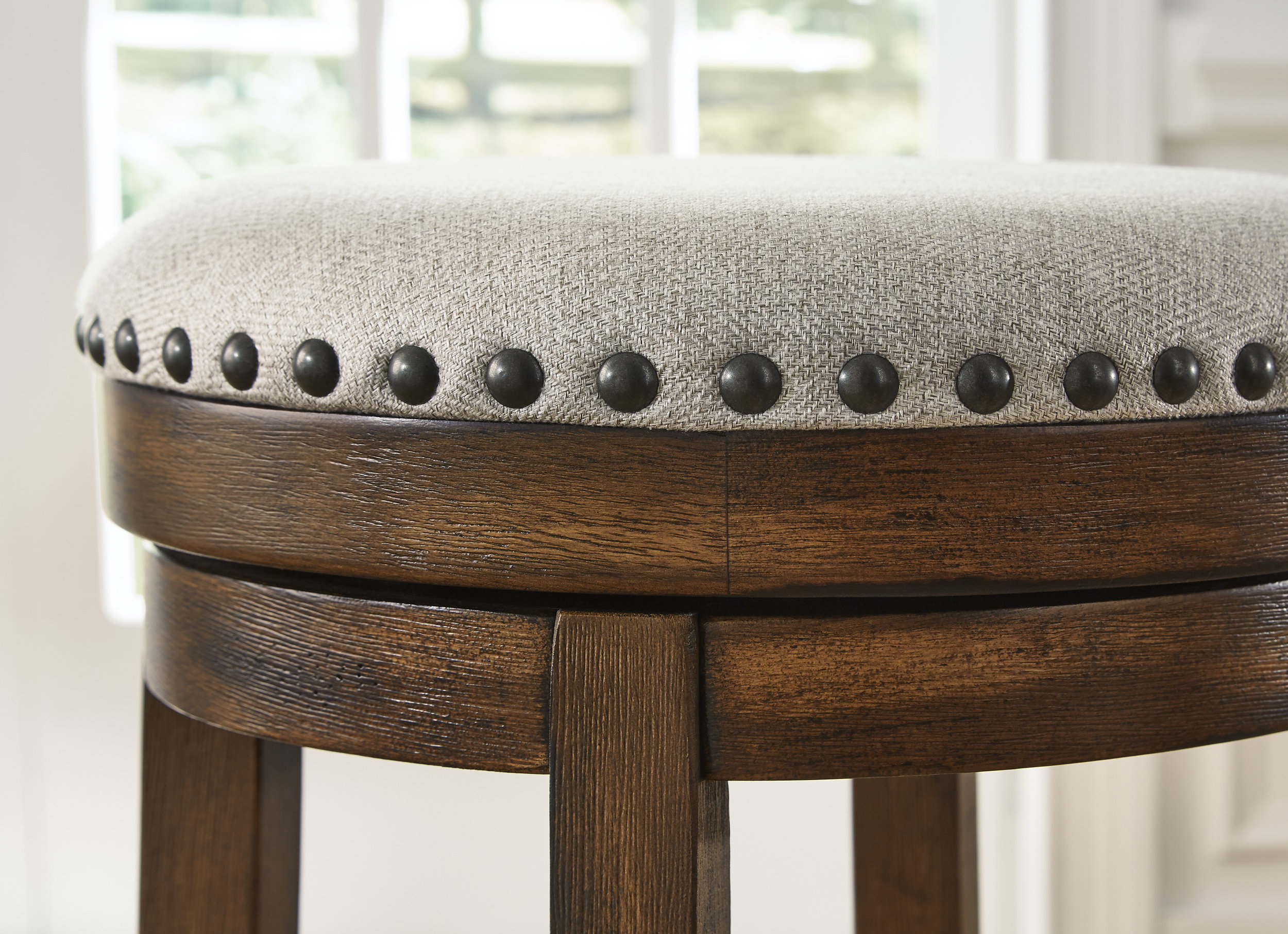 Valebeck Swivel Counter Stool - Upholstered Wood & Metal | Sohomod