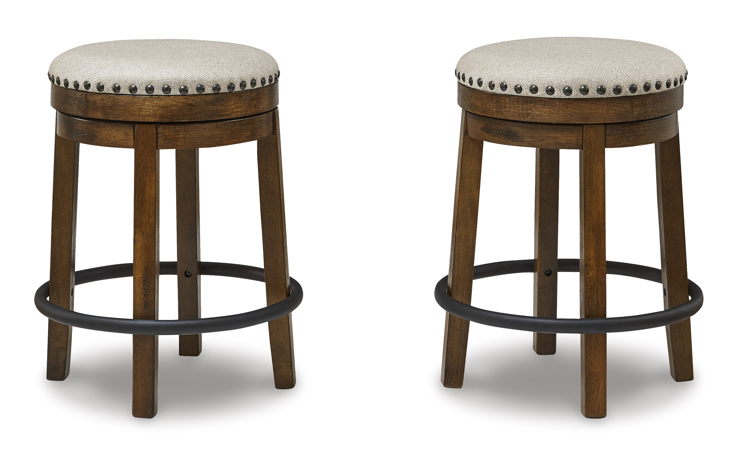 Valebeck Swivel Counter Stool - Upholstered Wood & Metal | Sohomod