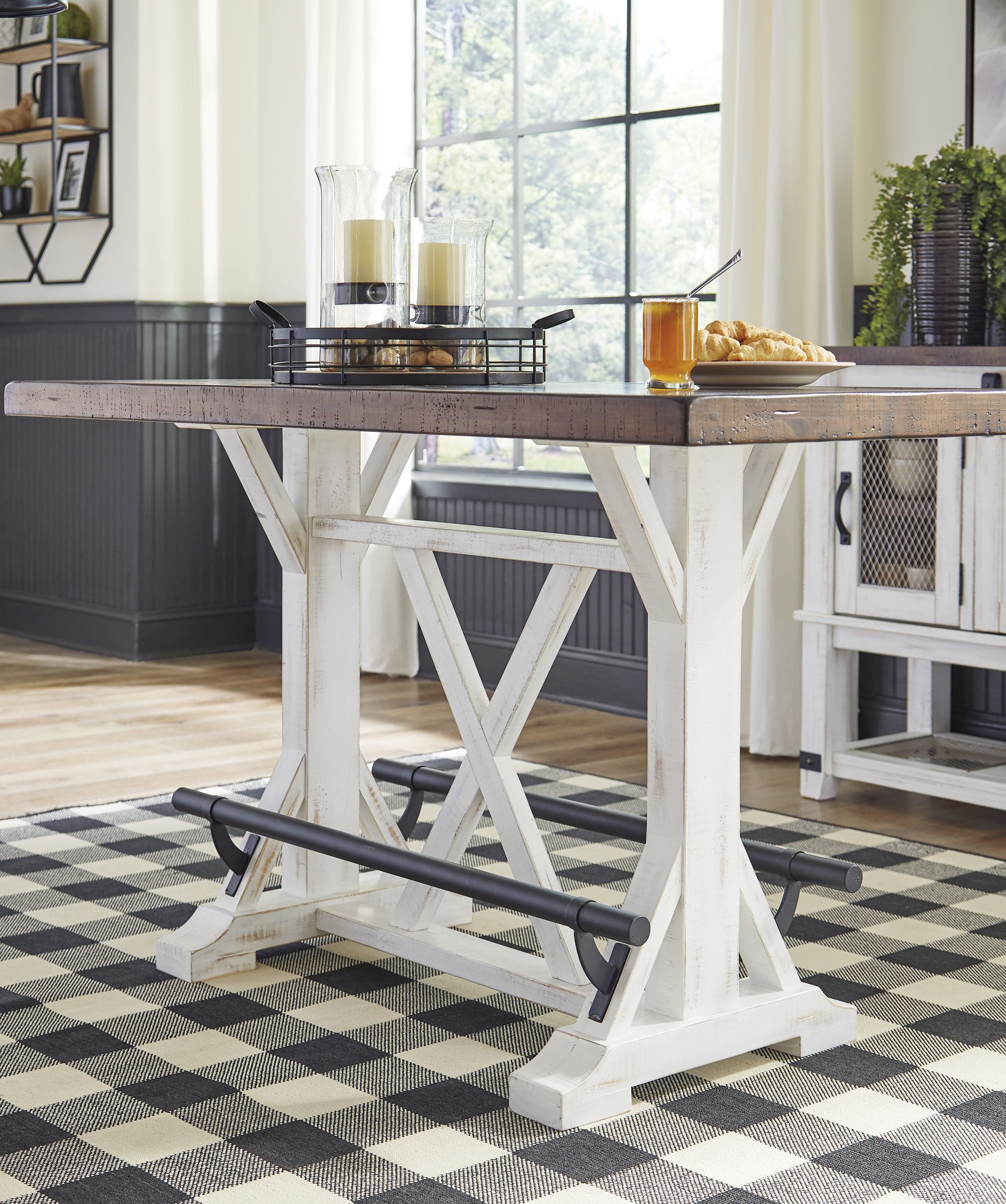 Valebeck Counter Height Dining Table | White & Brown