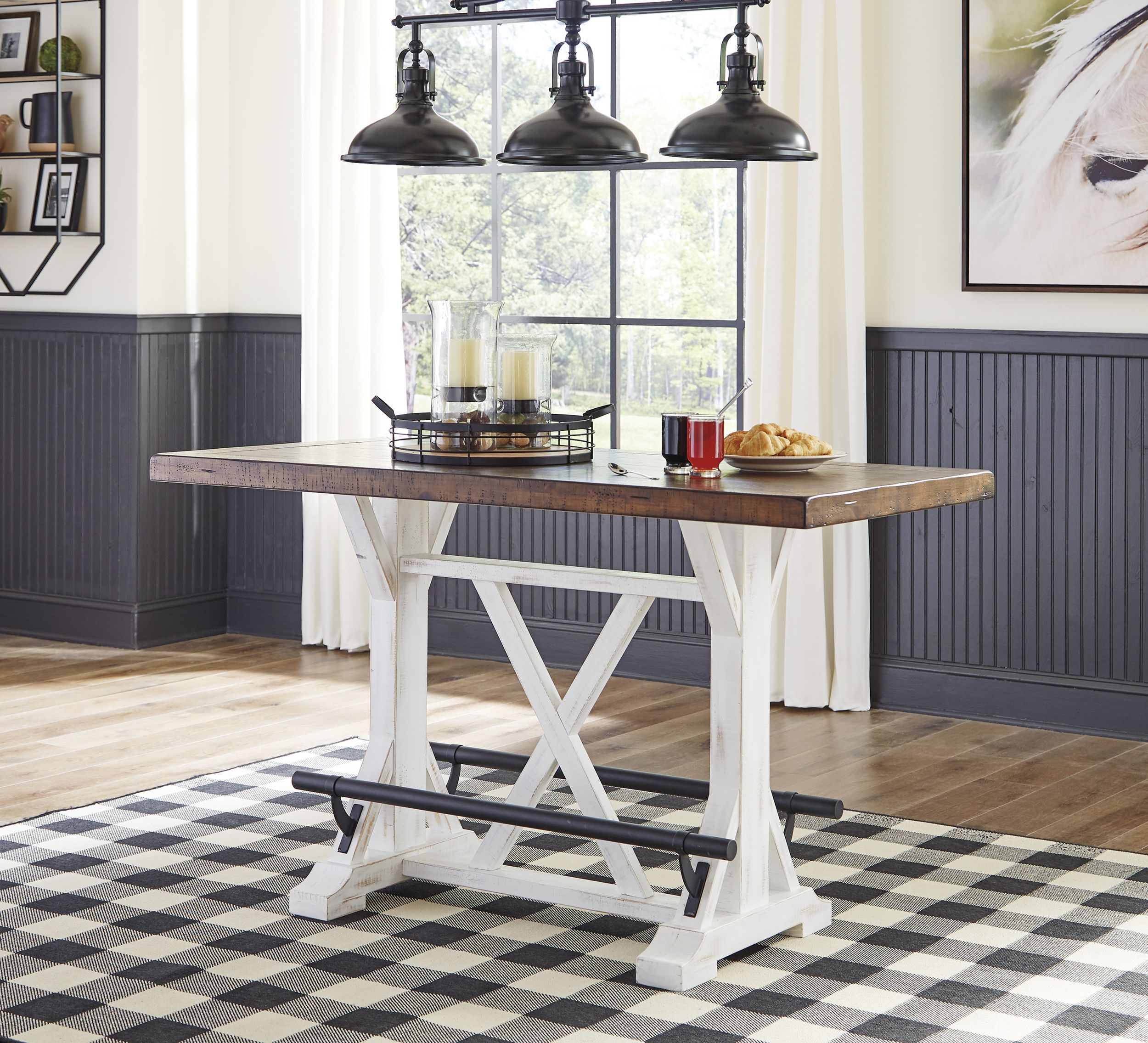 Valebeck Counter Height Dining Table | White & Brown