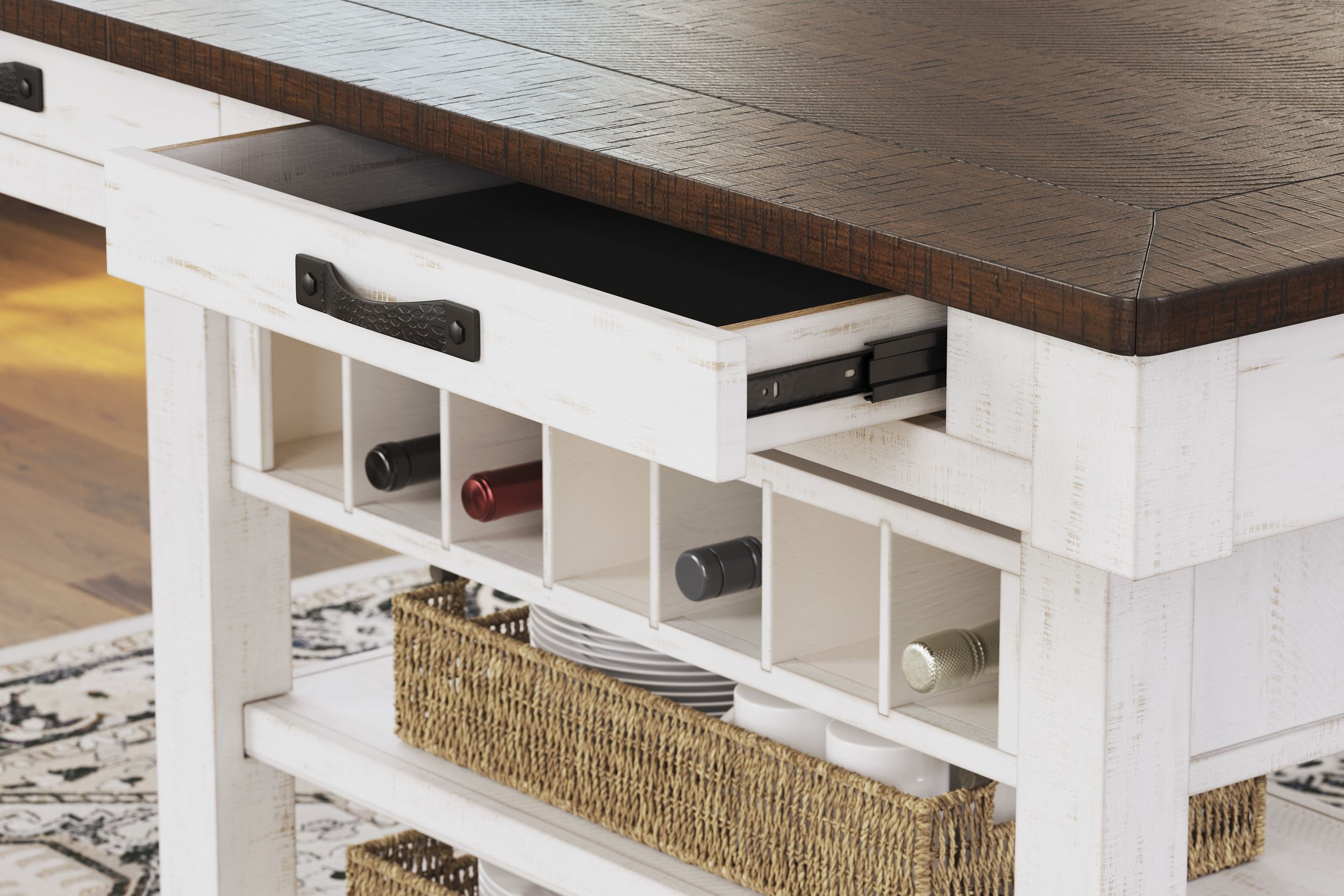 Valebeck Counter Height Dining Table with 4 Drawers | White