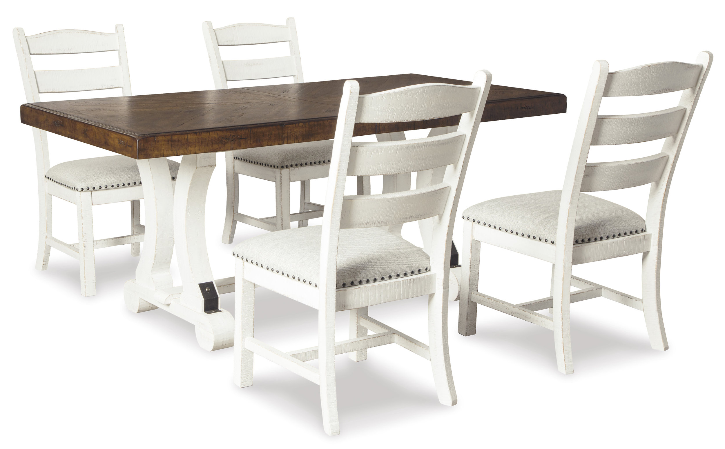Valebeck Rectangular Wood Dining Table - Rustic White & Brown