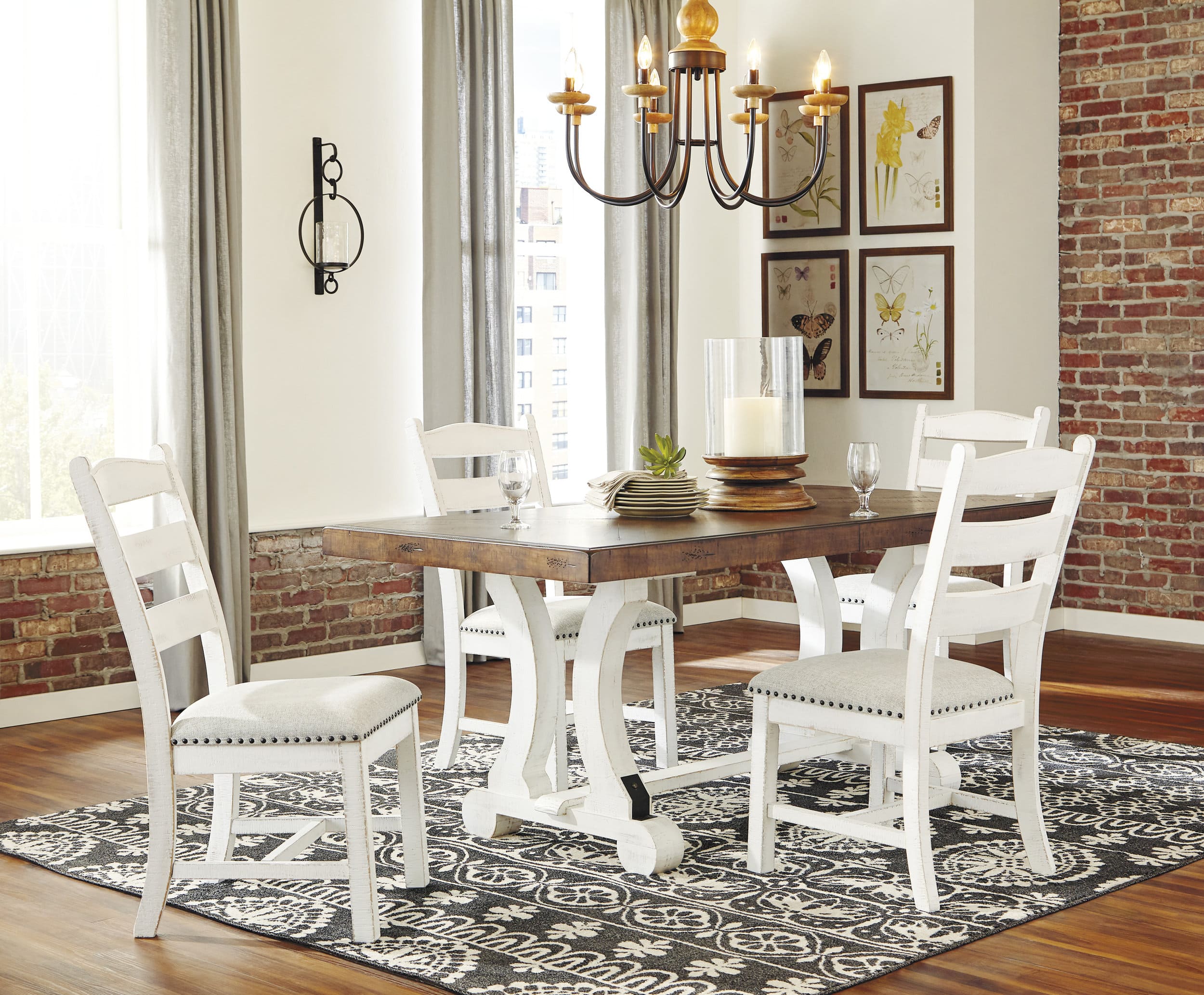 Valebeck Rectangular Dining Set - White & Brown | Ashley