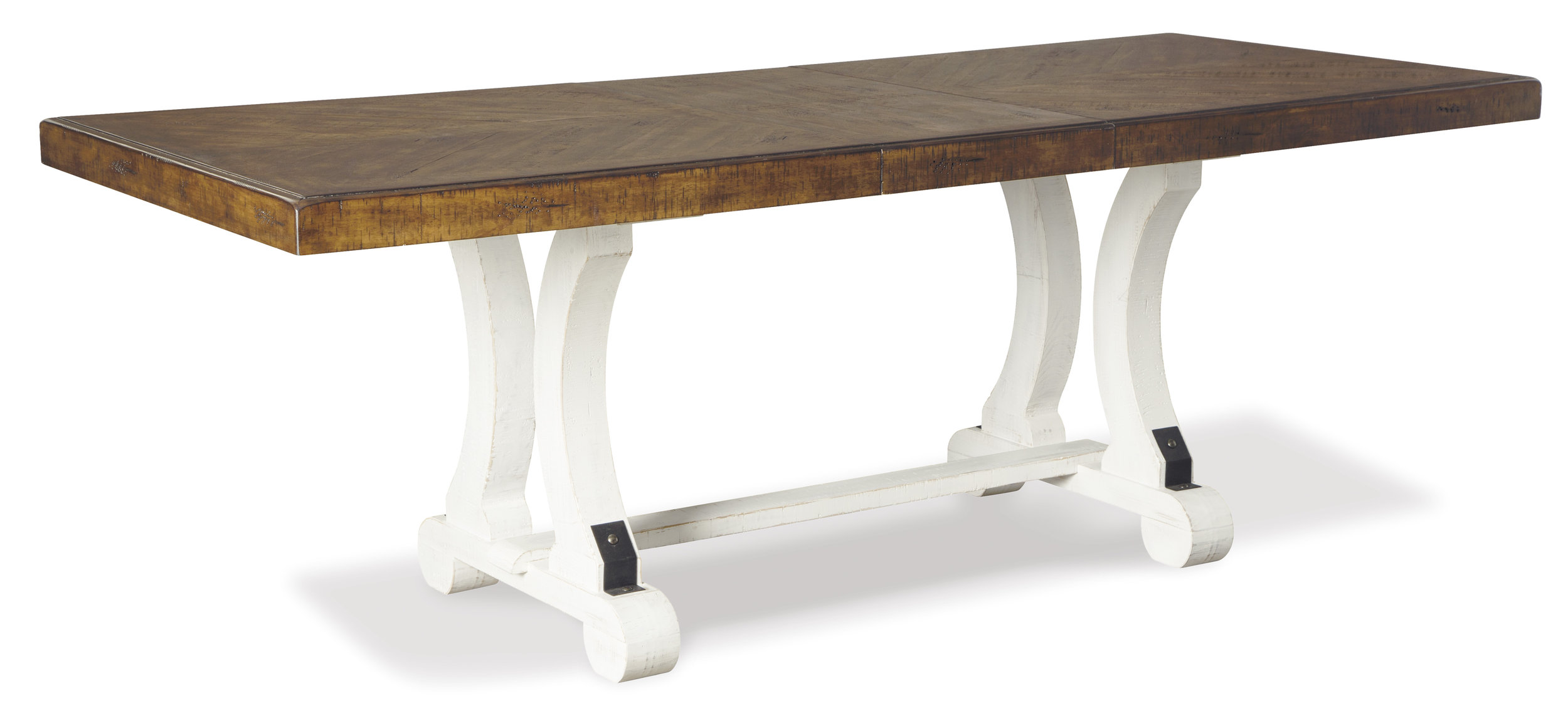Valebeck Rectangular Wood Dining Table - Rustic White & Brown