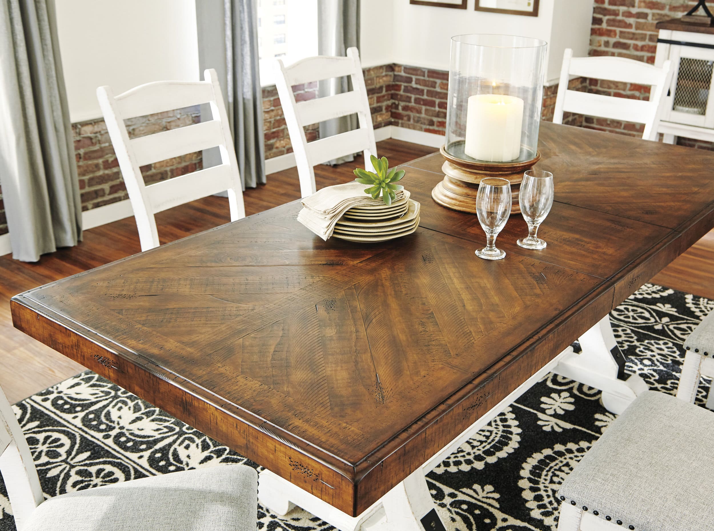 Valebeck Rectangular Dining Set - White & Brown | Ashley