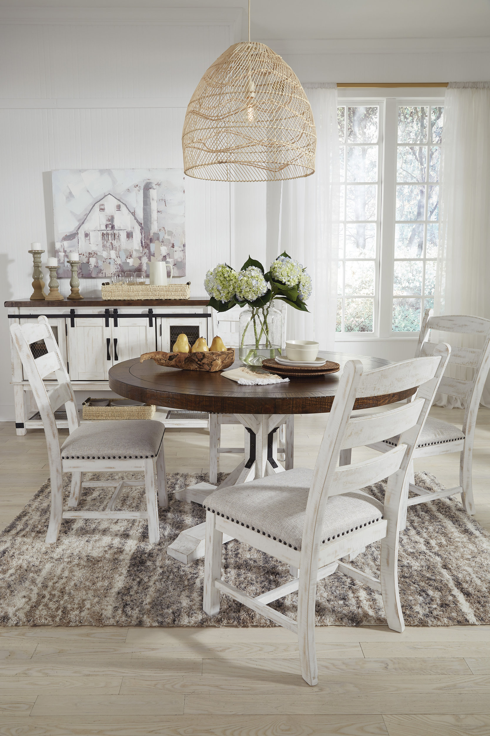 Valebeck Cottage-Chic Ladderback Dining Chair | Vintage White