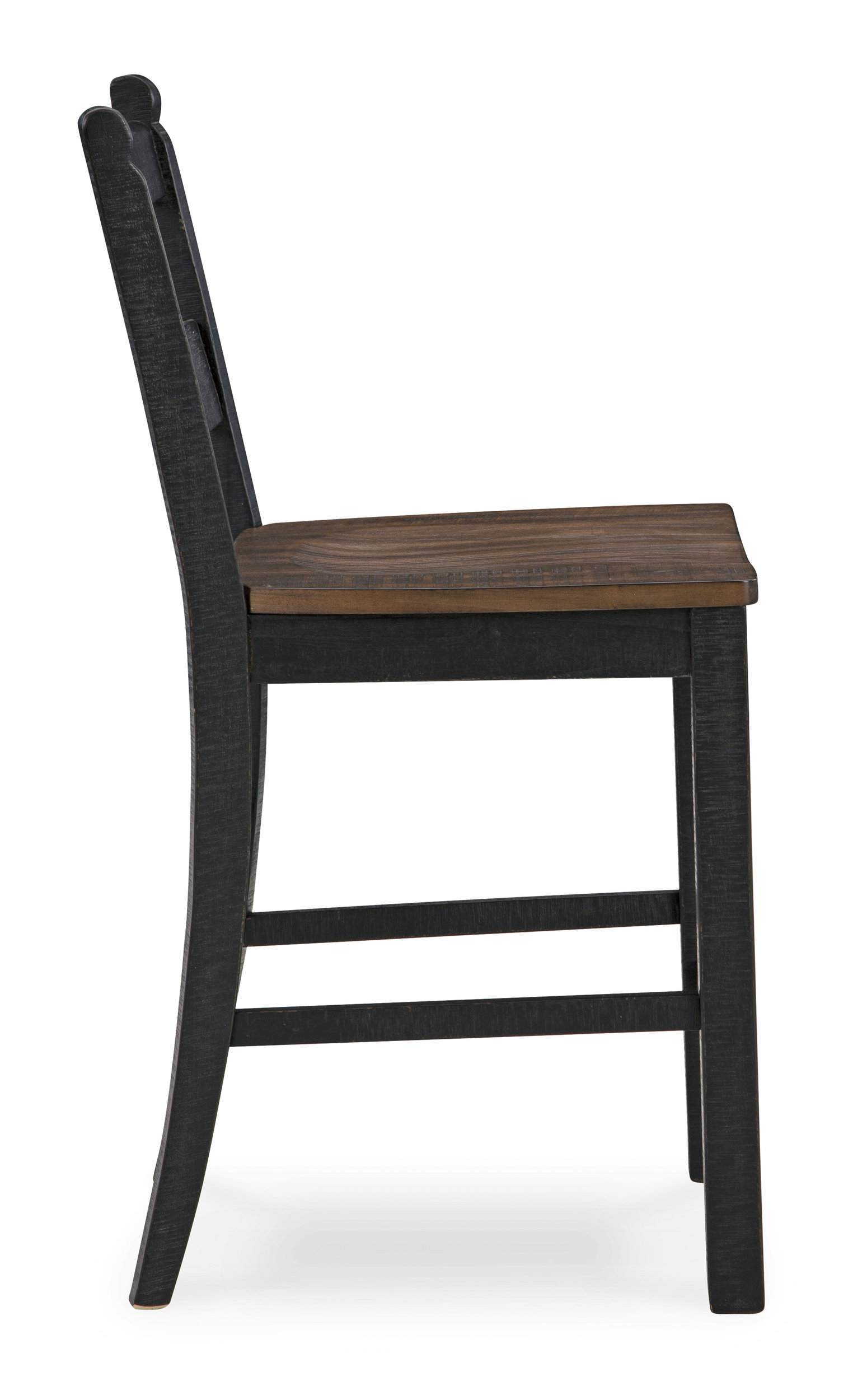 Valebeck Wood Barstool - Black & Brown Slat Back Stool | Sohomod