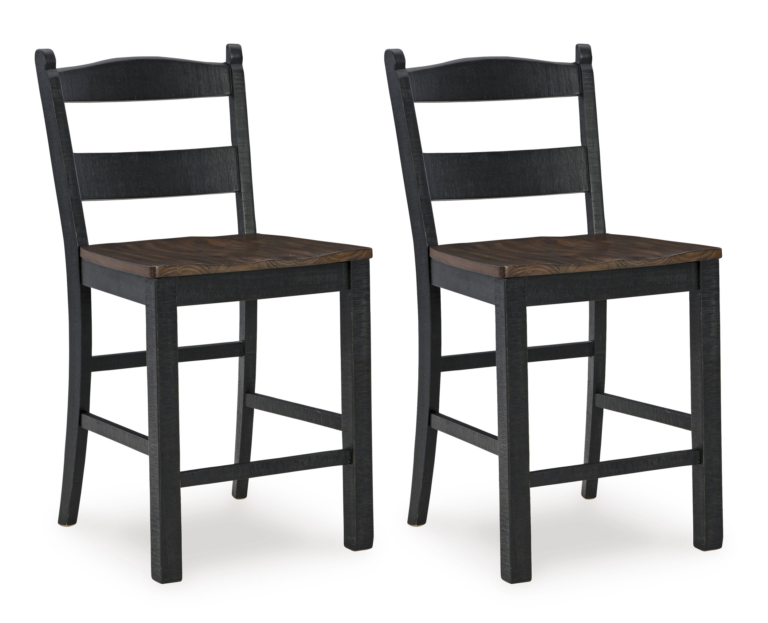 Valebeck Wood Barstool - Black & Brown Slat Back Stool | Sohomod