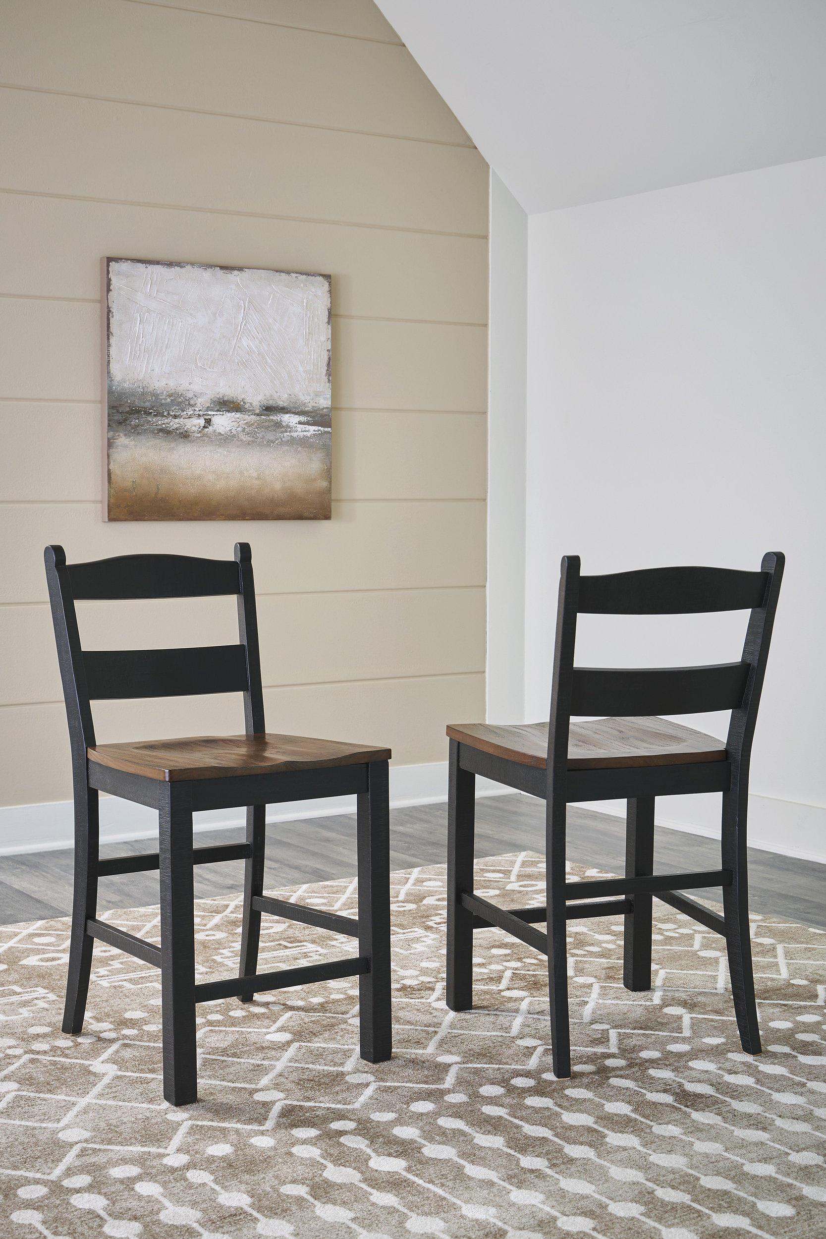 Valebeck Wood Barstool - Black & Brown Slat Back Stool | Sohomod