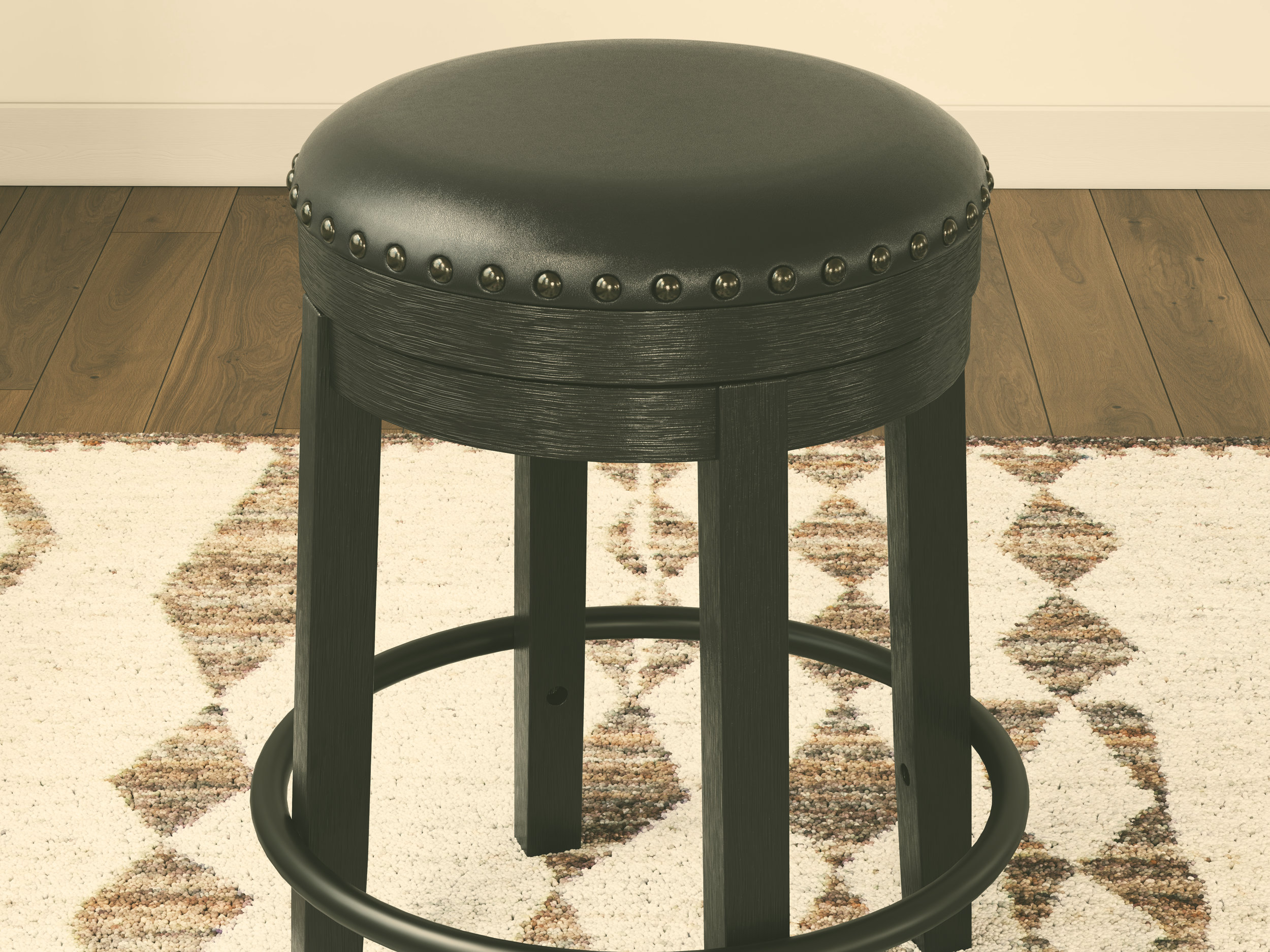 Valebeck Wood/Metal/Polyester UPH Swivel Stool