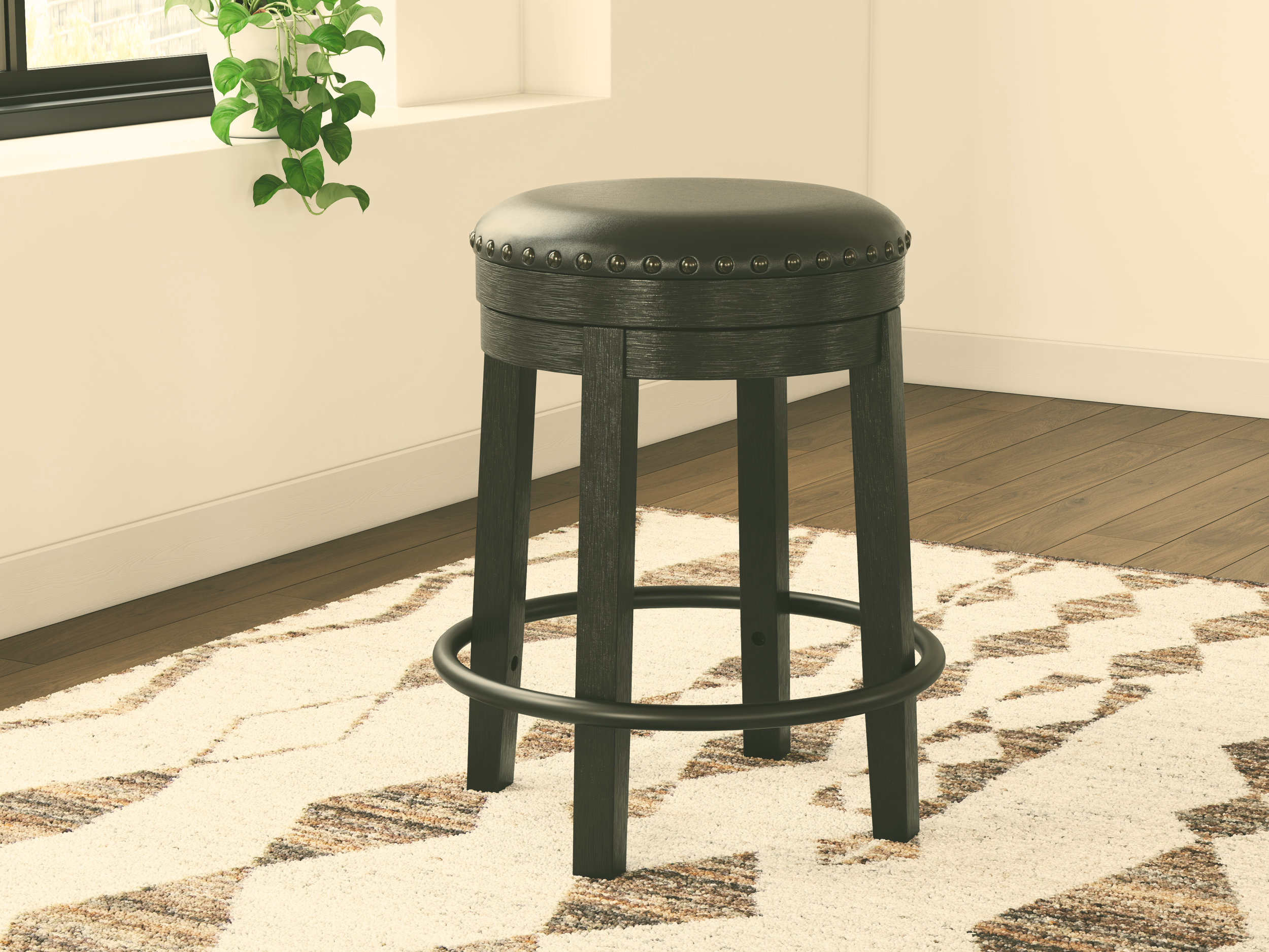 Valebeck Wood/Metal/Polyester UPH Swivel Stool