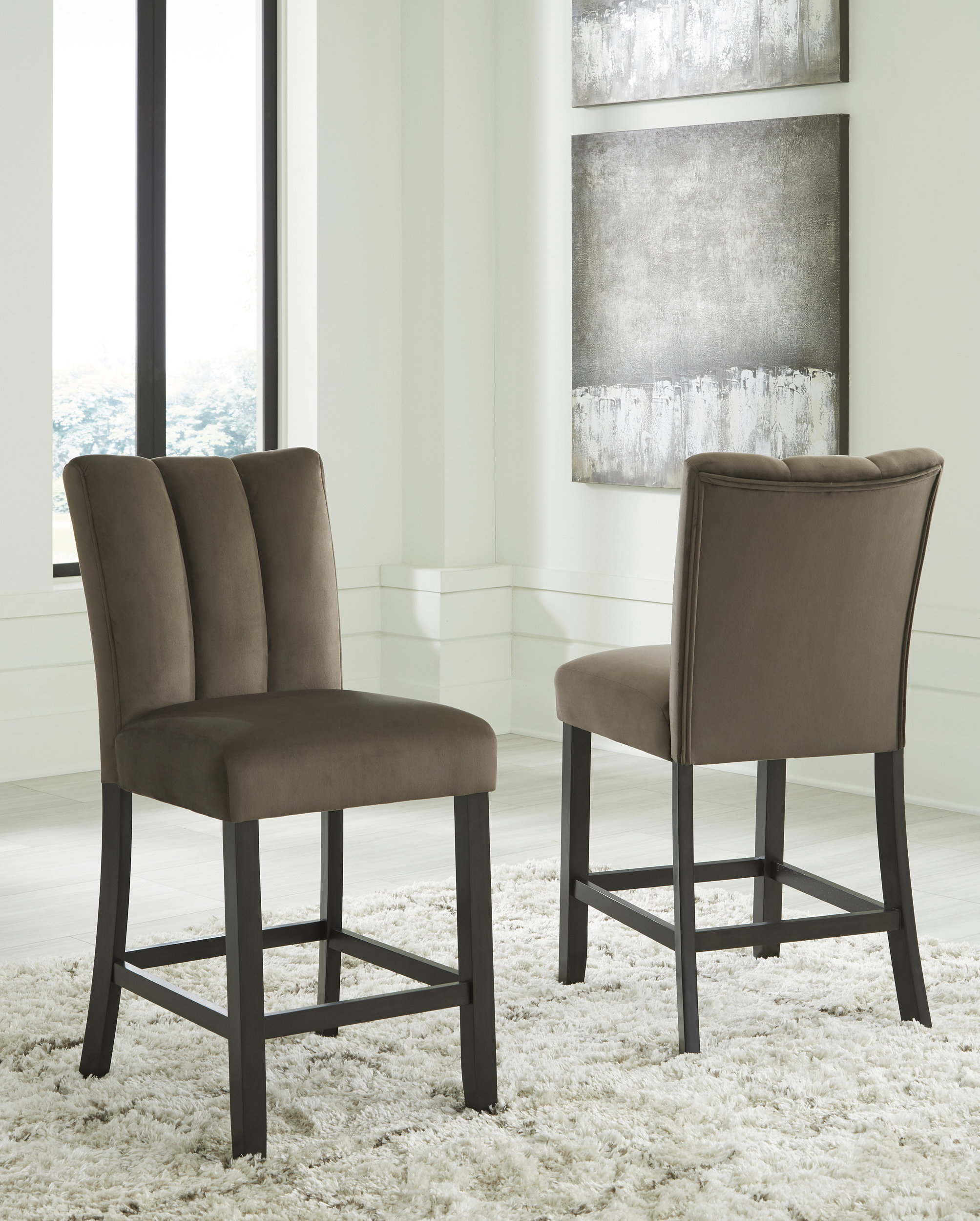 Jeshina Wood Barstool - White & Brown Upholstered Stool | Sohomod