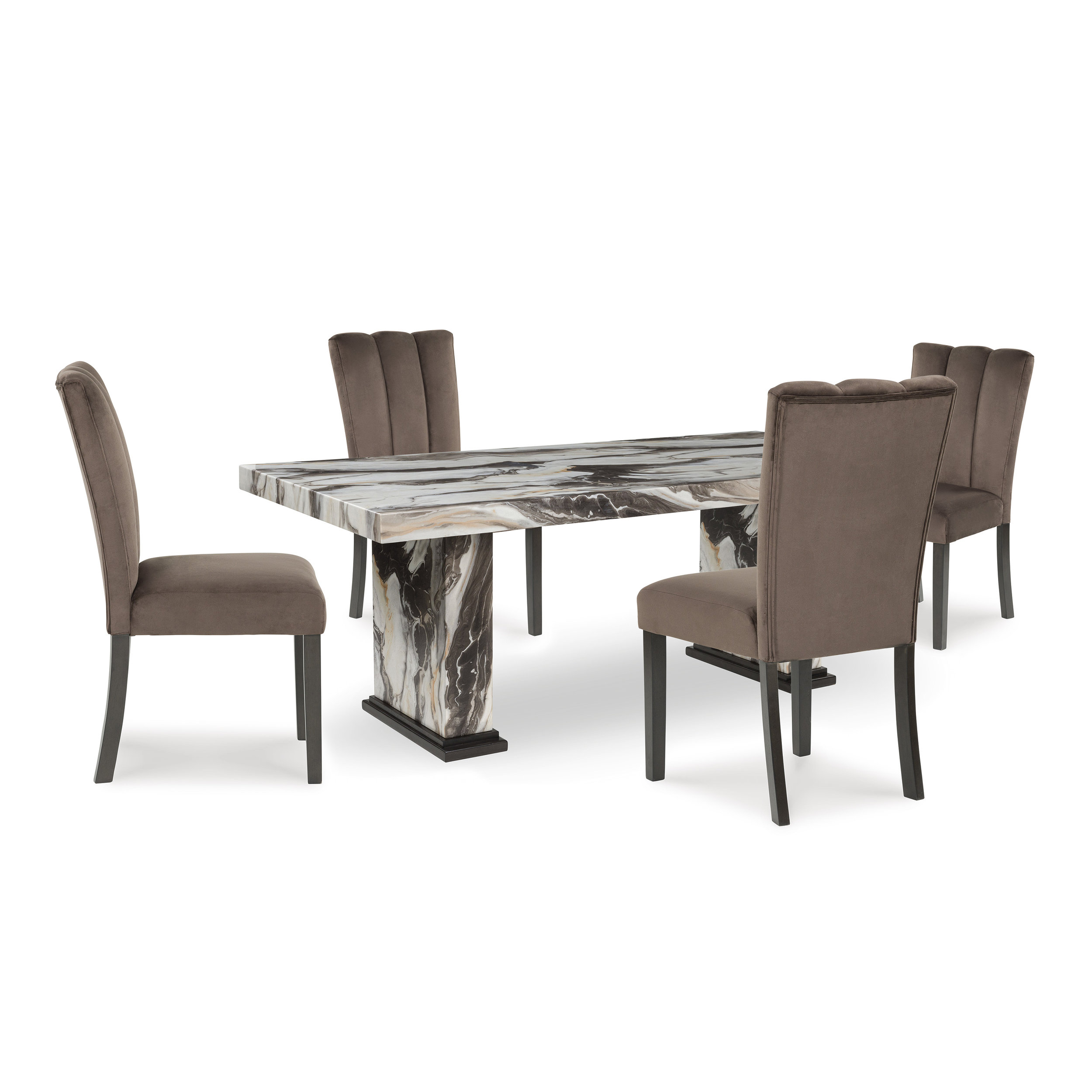 Jeshina 80" Rectangular Dining Table - Faux Marble & Dark Brown