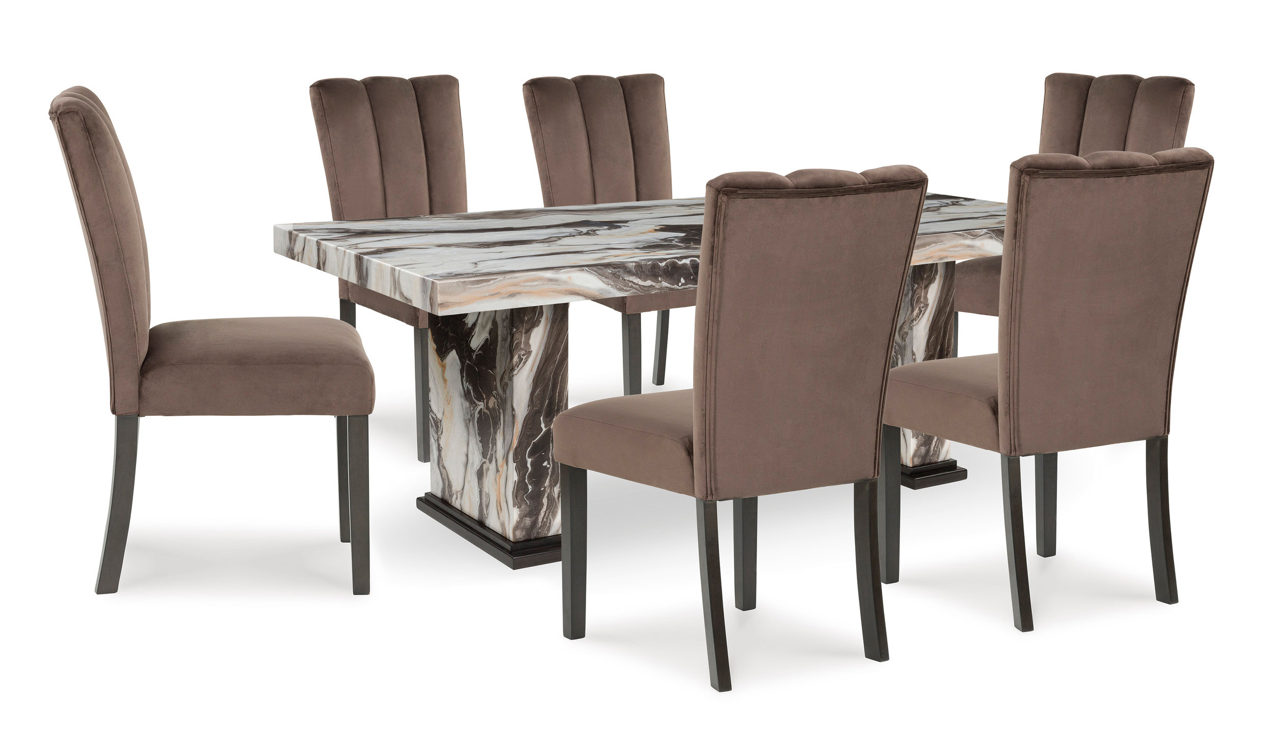 Jeshina Upholstered Dining Side Chair | Mocha Wood Finish