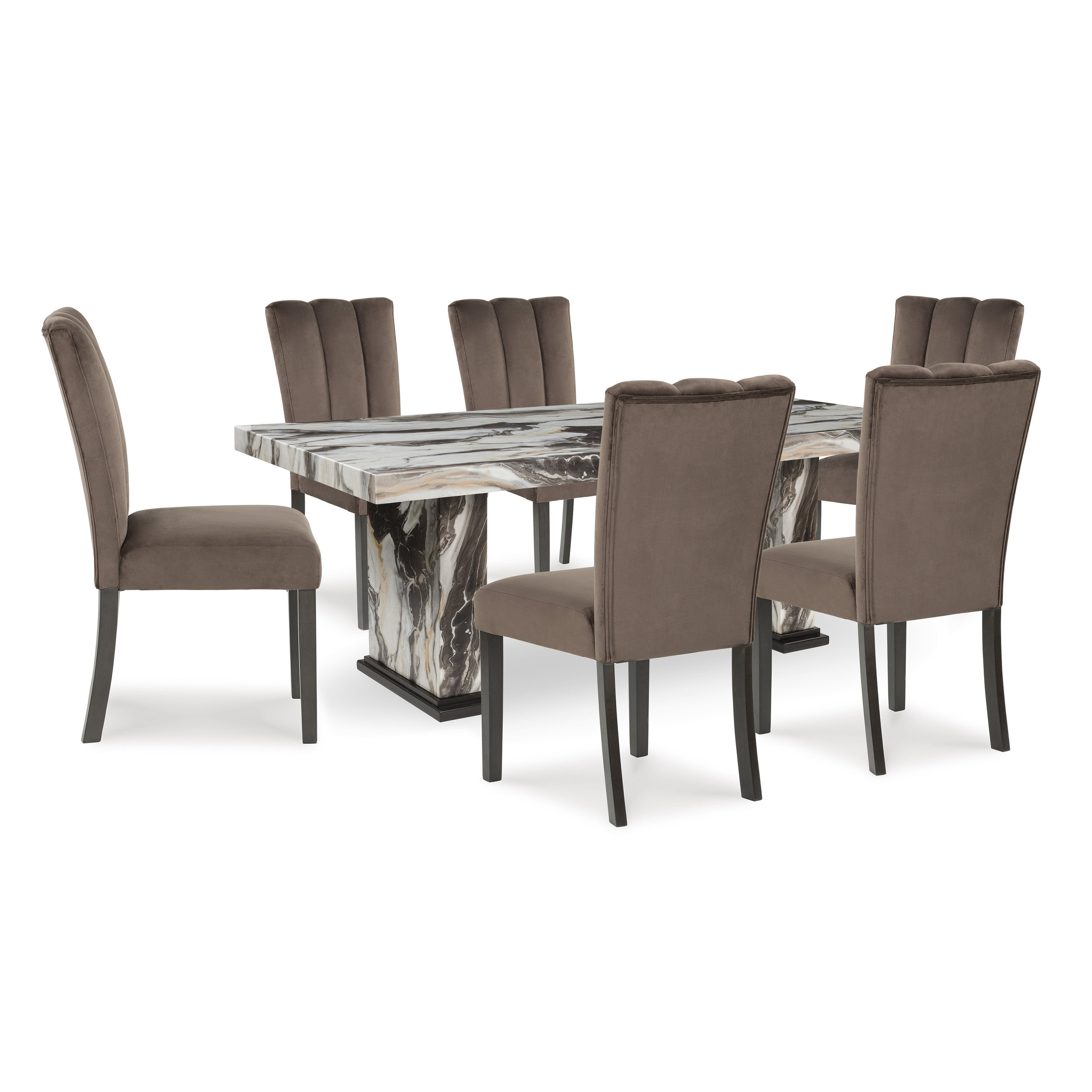 Jeshina Dining Set - Dark Brown & Beige Upholstered | Ashley