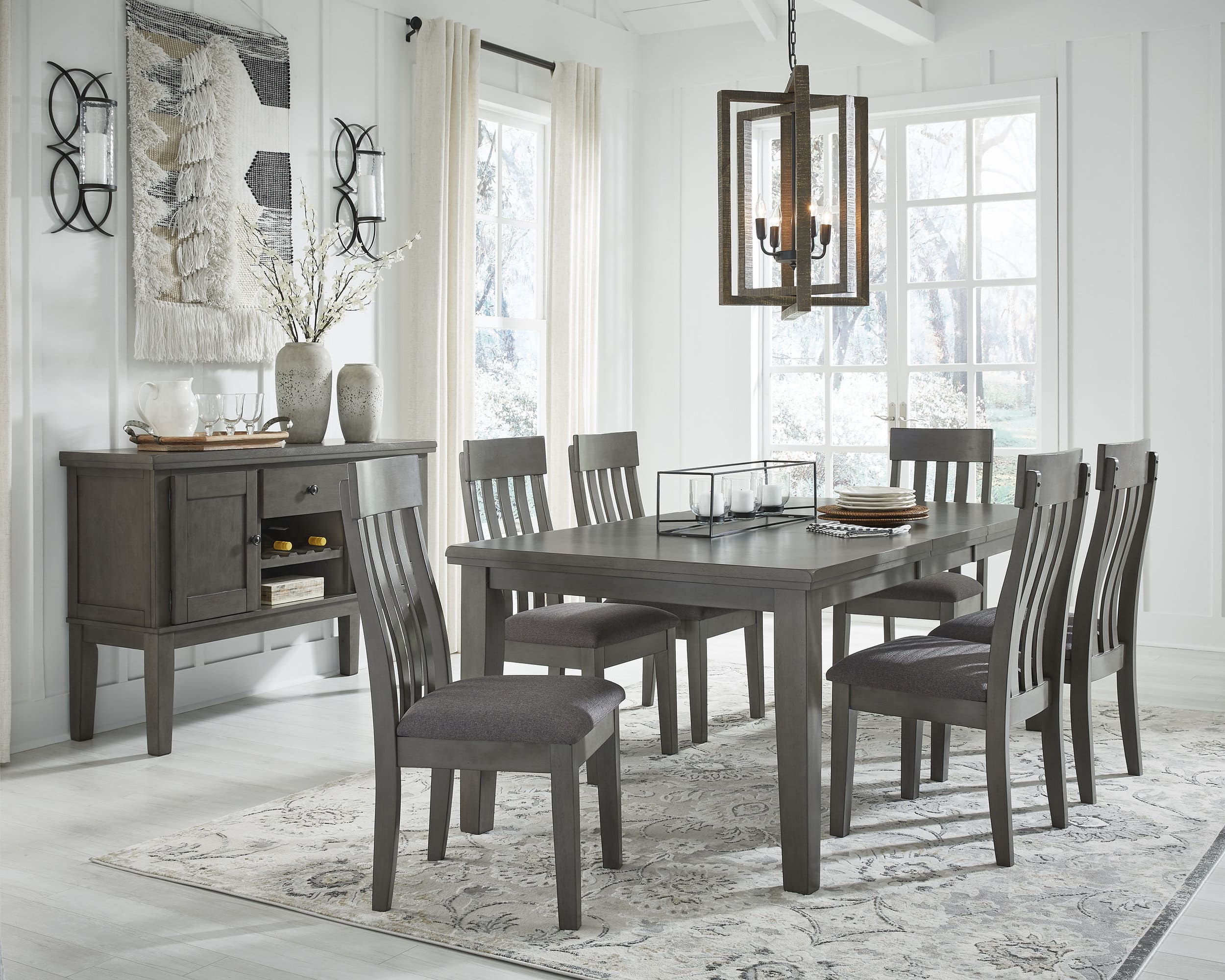 Hallanden Upholstered Dining Side Chair | Two-Tone Gray