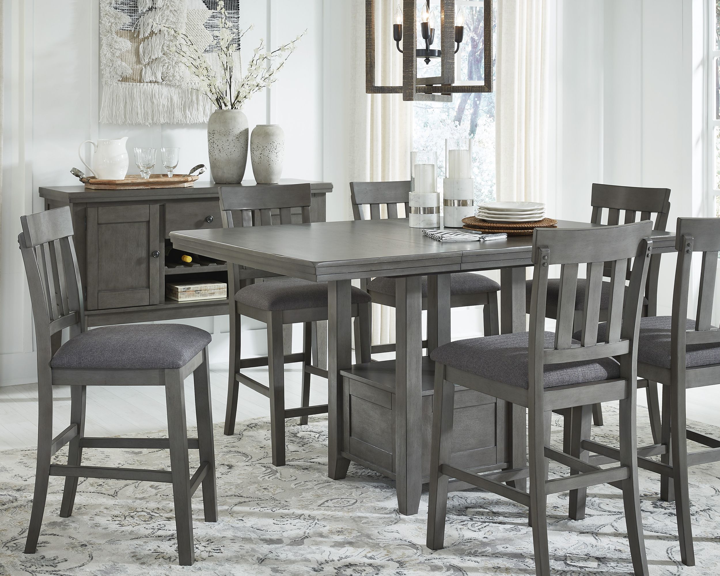 Hallanden Rectangular Wood Extendable Counter Height Dining Table