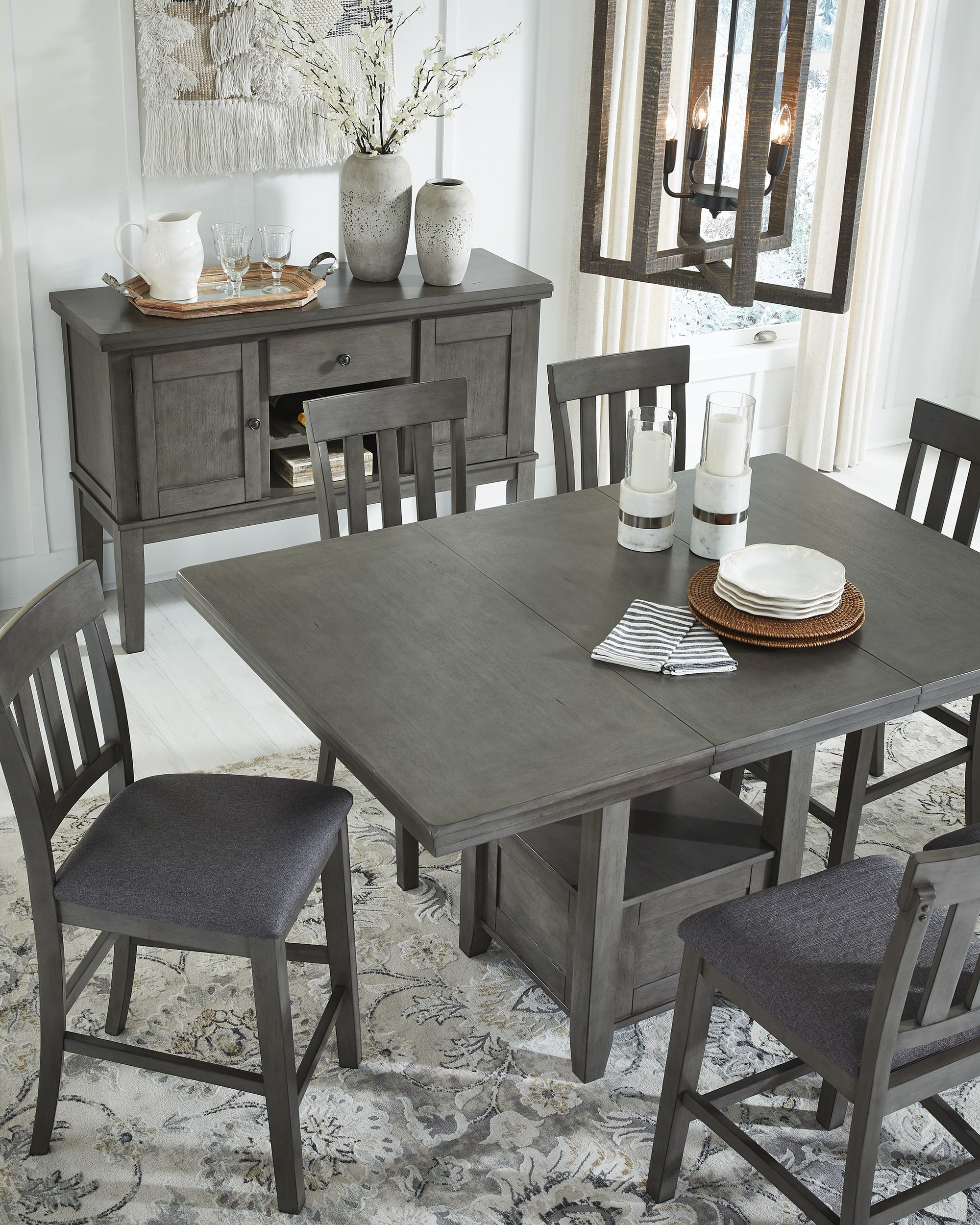 Hallanden Rectangular Wood Extendable Counter Height Dining Table
