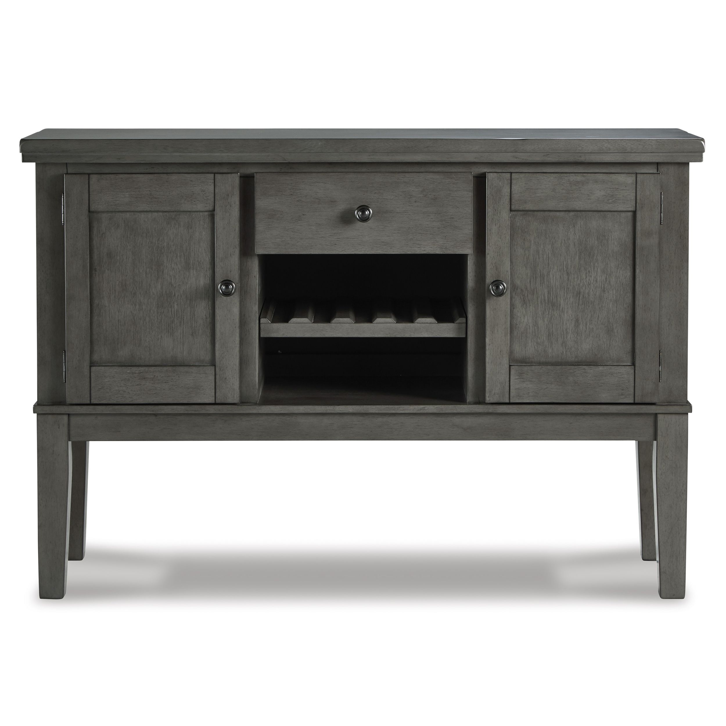 Hallanden Wood Dining Room Server - Gray Finish with Wine Rack