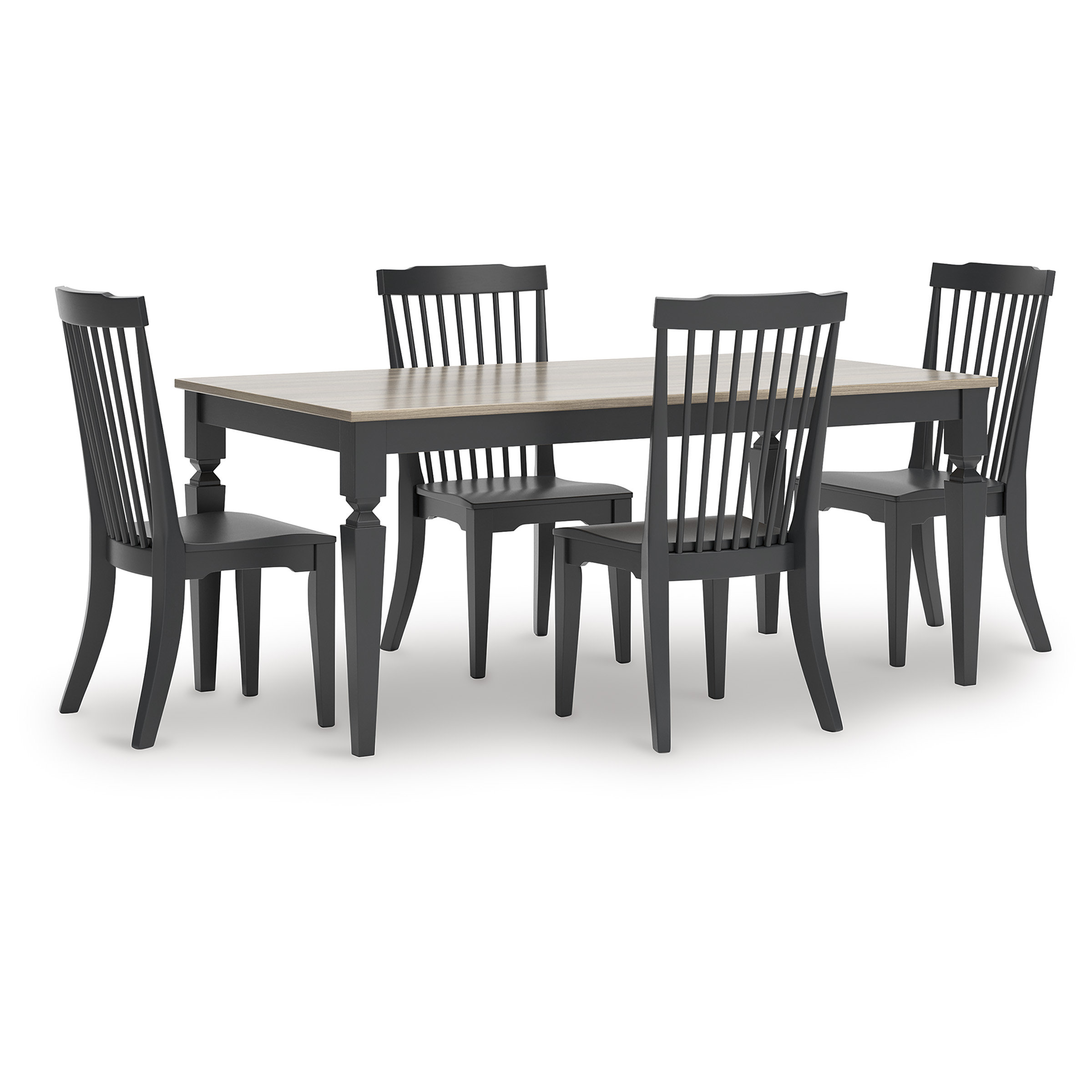 Brenkerton Wood Dining Table | Grayish Brown & Black | 72"