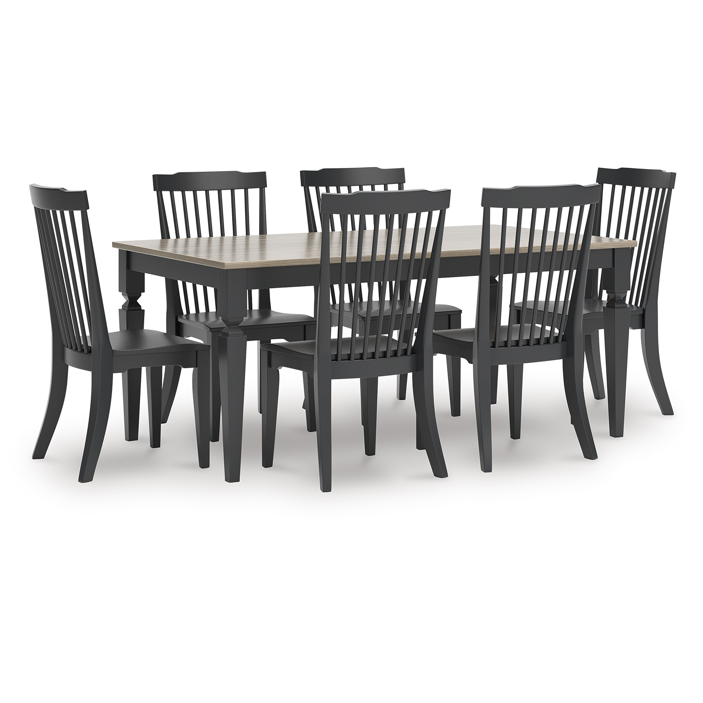 Brenkerton Wood Dining Table | Grayish Brown & Black | 72"