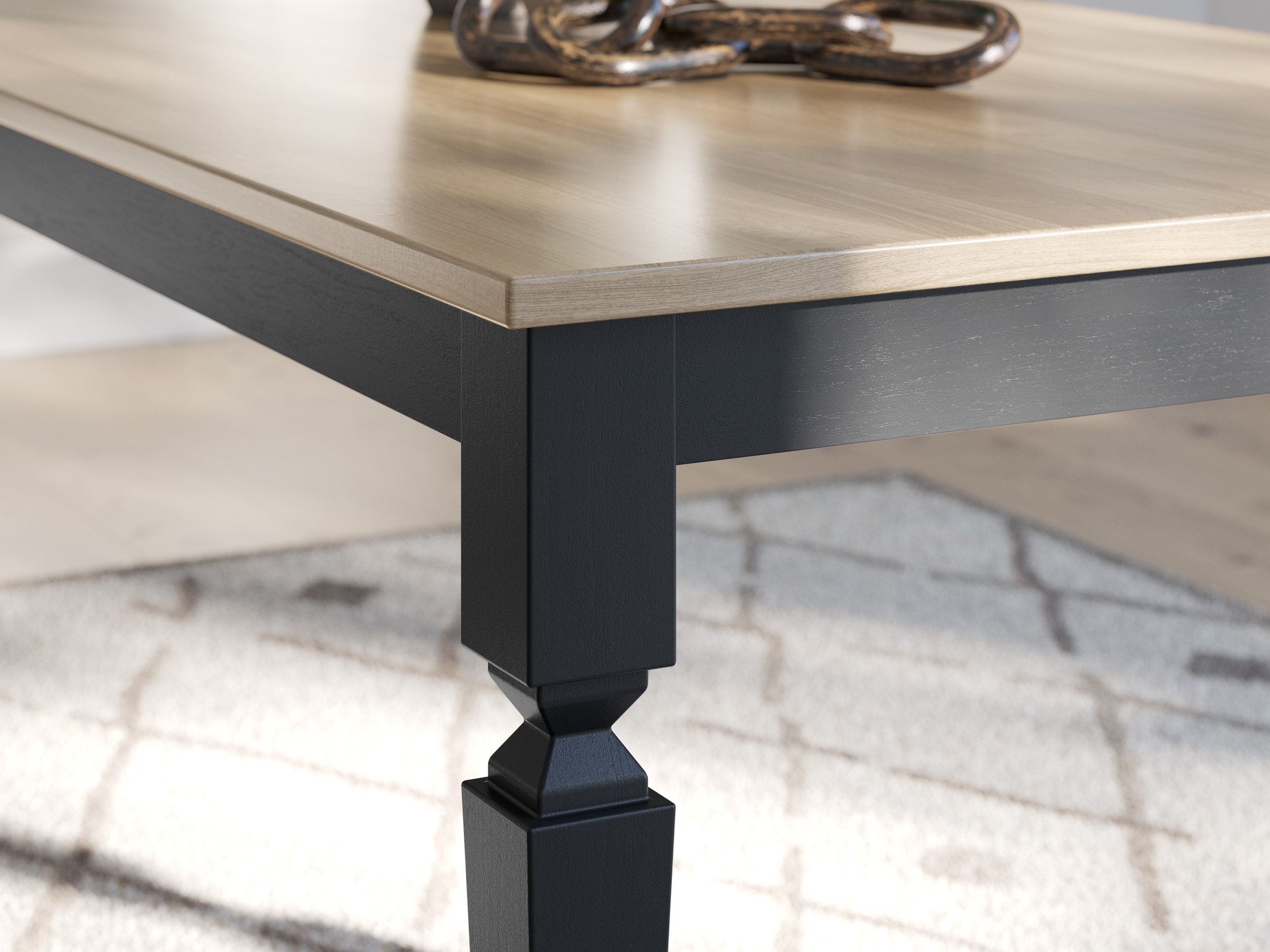 Brenkerton Wood Dining Table | Grayish Brown & Black | 72"