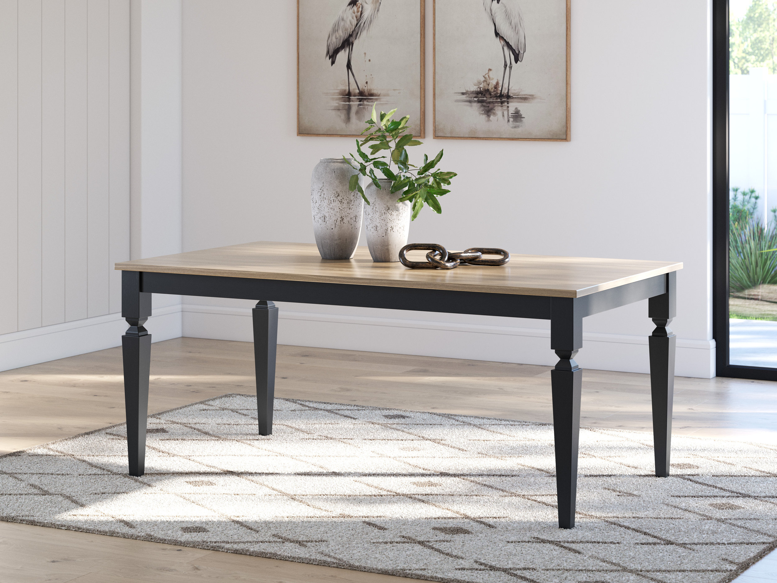 Brenkerton Wood Dining Table | Grayish Brown & Black | 72"