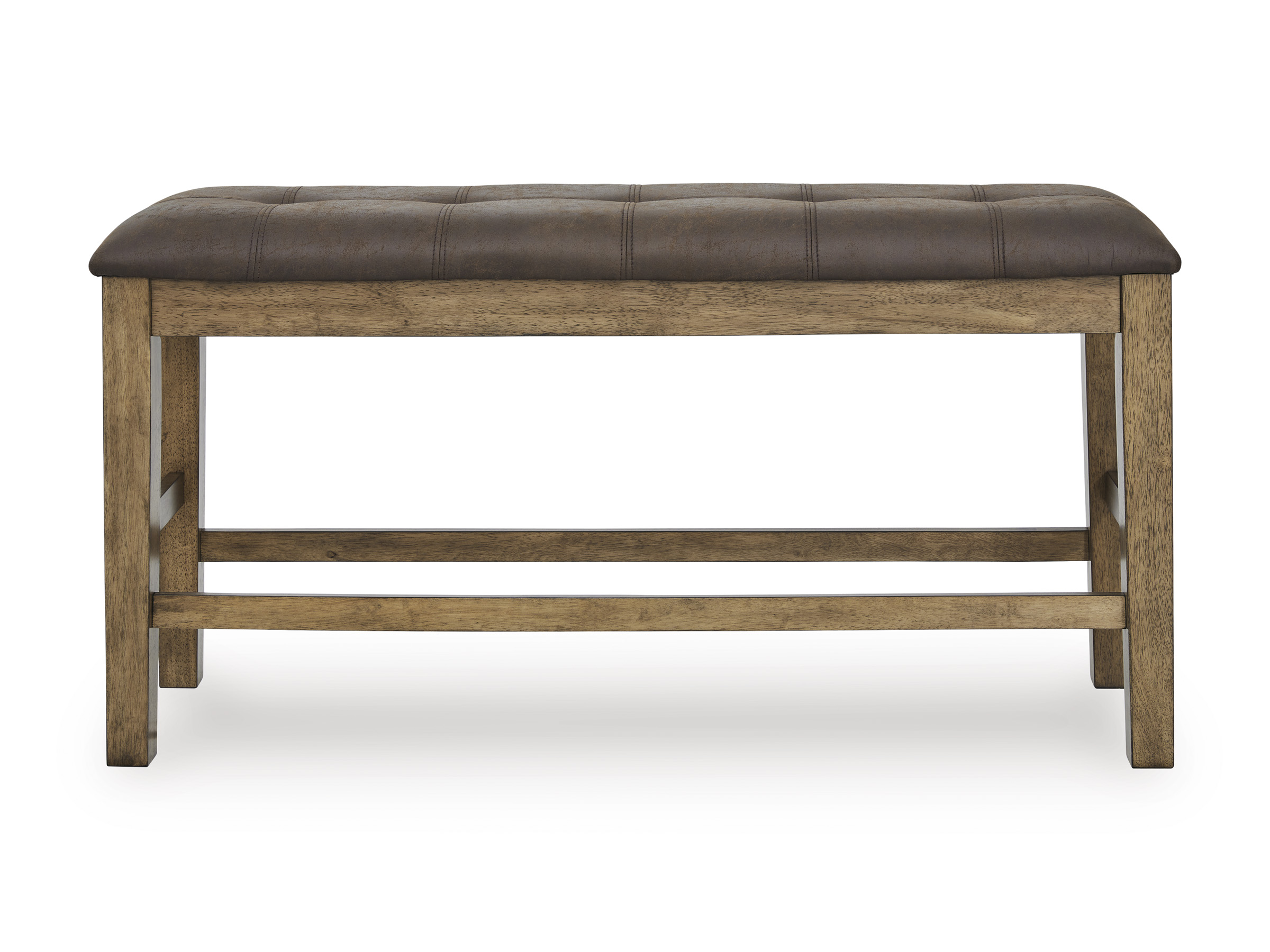 Urbinforte Light Brown Wood & Faux Leather Counter Bench