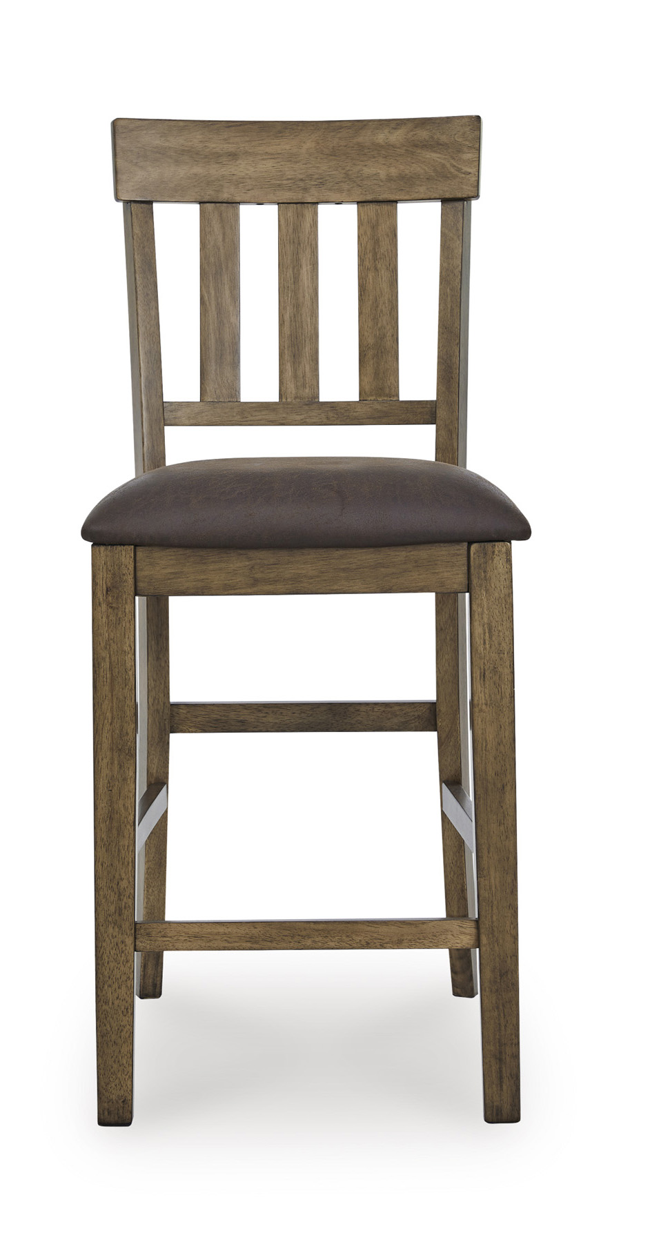 Urbinforte Light Brown Wood & Faux Leather Bar Height Stool