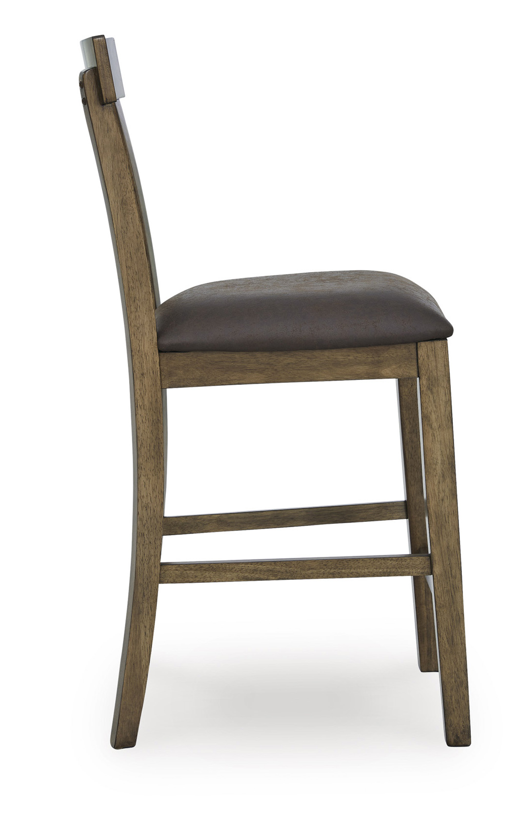 Urbinforte Light Brown Wood & Faux Leather Bar Height Stool