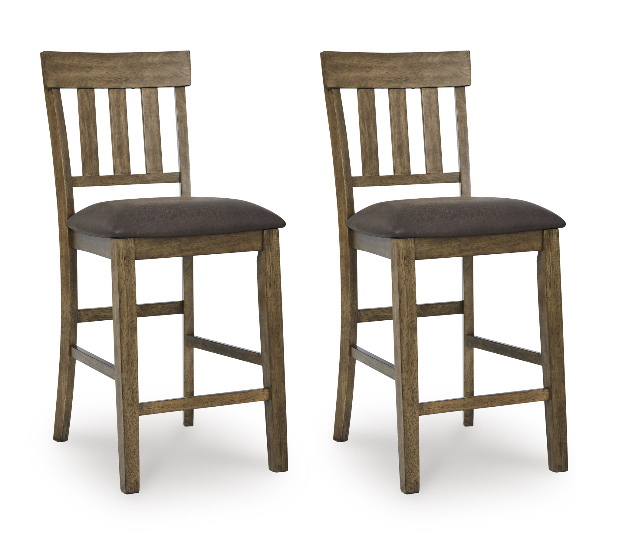 Urbinforte Light Brown Wood & Faux Leather Bar Height Stool