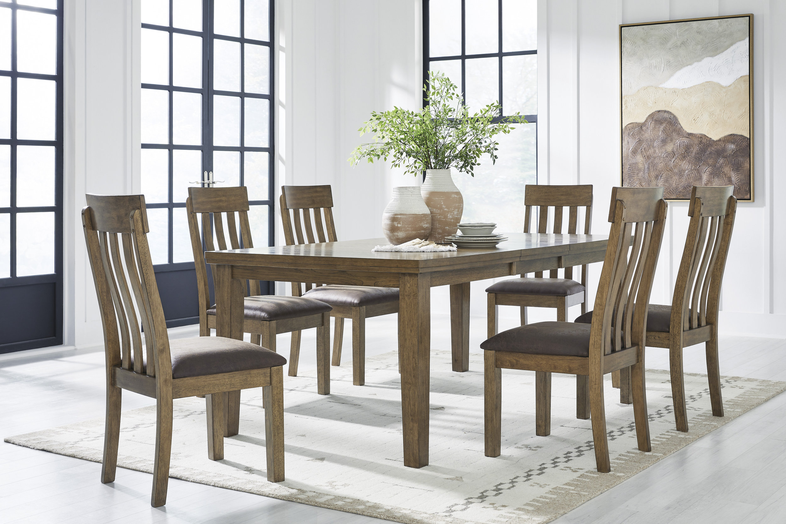 Urbinforte Faux Leather Dining Side Chair | Modern Wood Seating