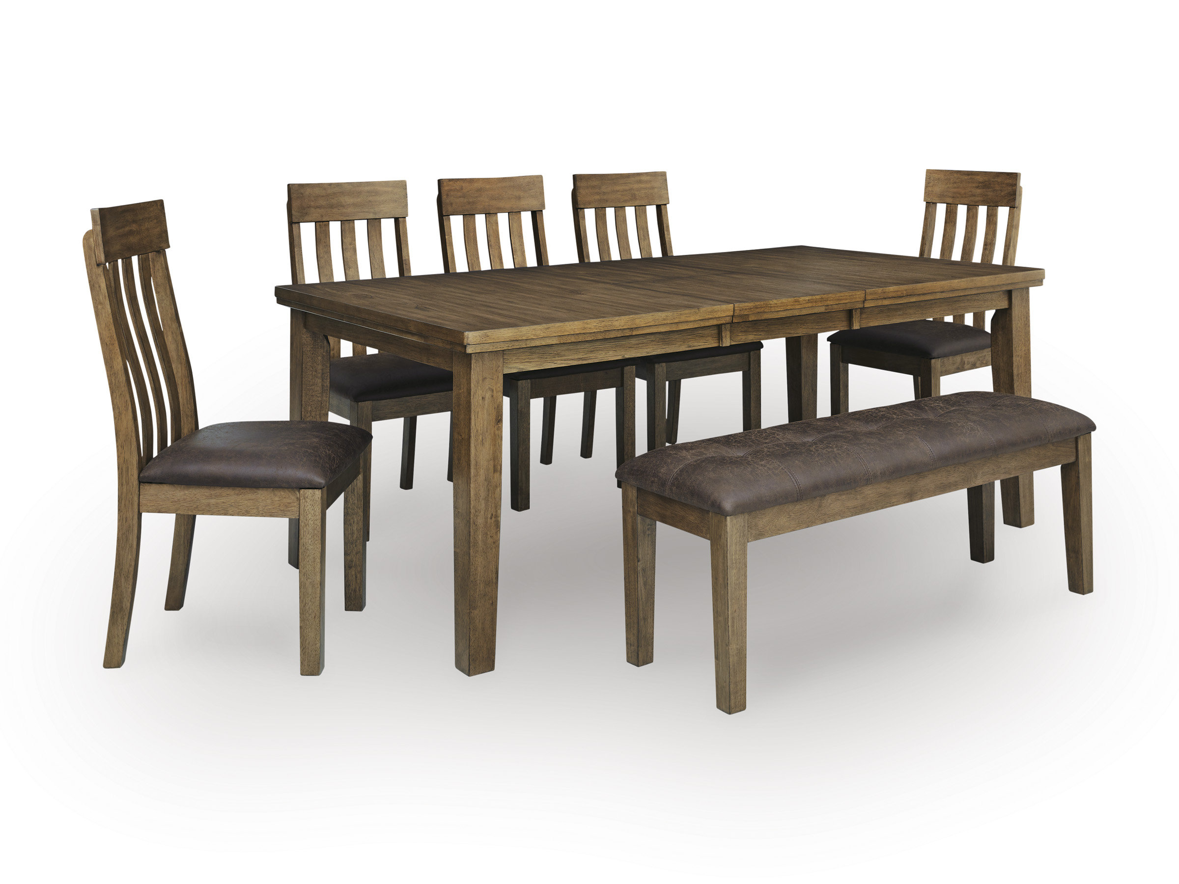 Urbinforte Light Brown Wood Butterfly Extendable Dining Table