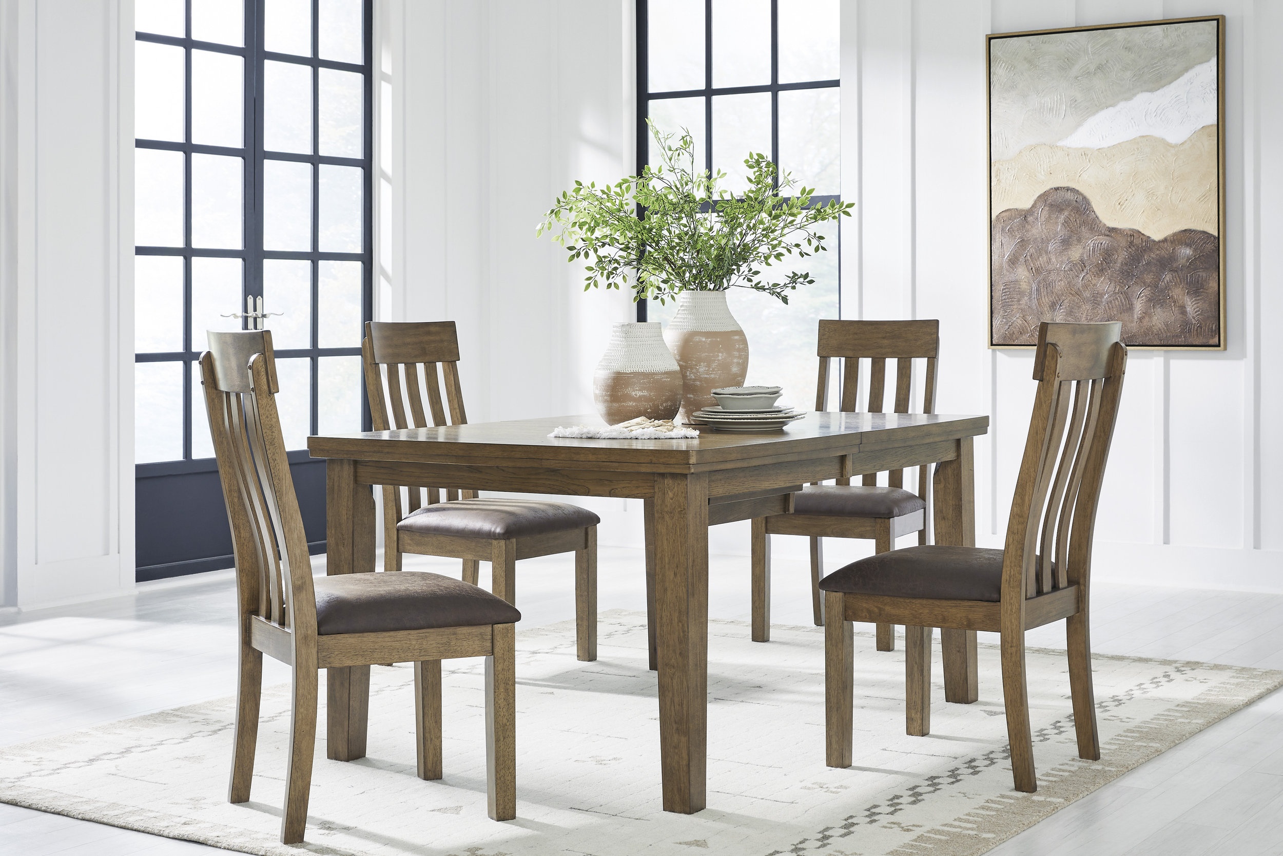 Urbinforte Light Brown Wood Butterfly Extendable Dining Table