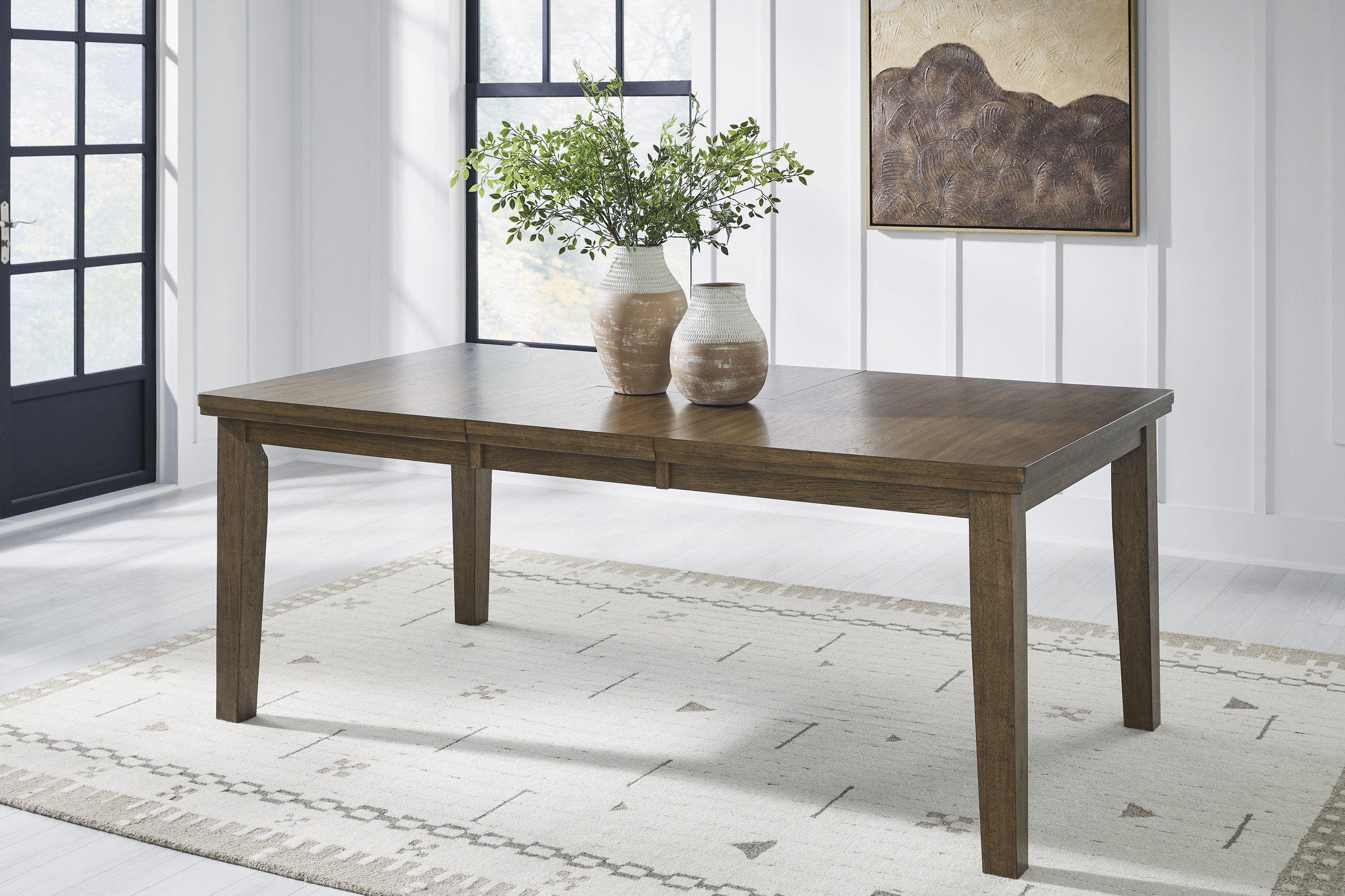 Urbinforte Light Brown Wood Butterfly Extendable Dining Table