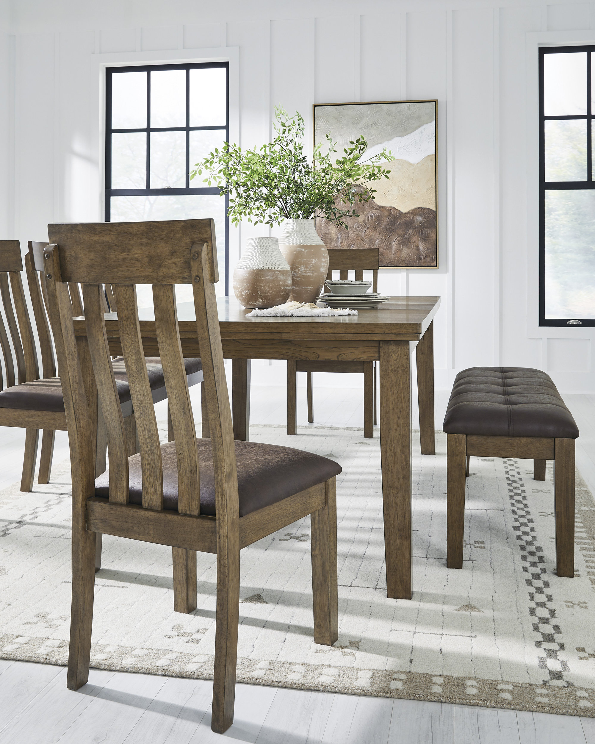 Urbinforte Faux Leather Dining Side Chair | Modern Wood Seating