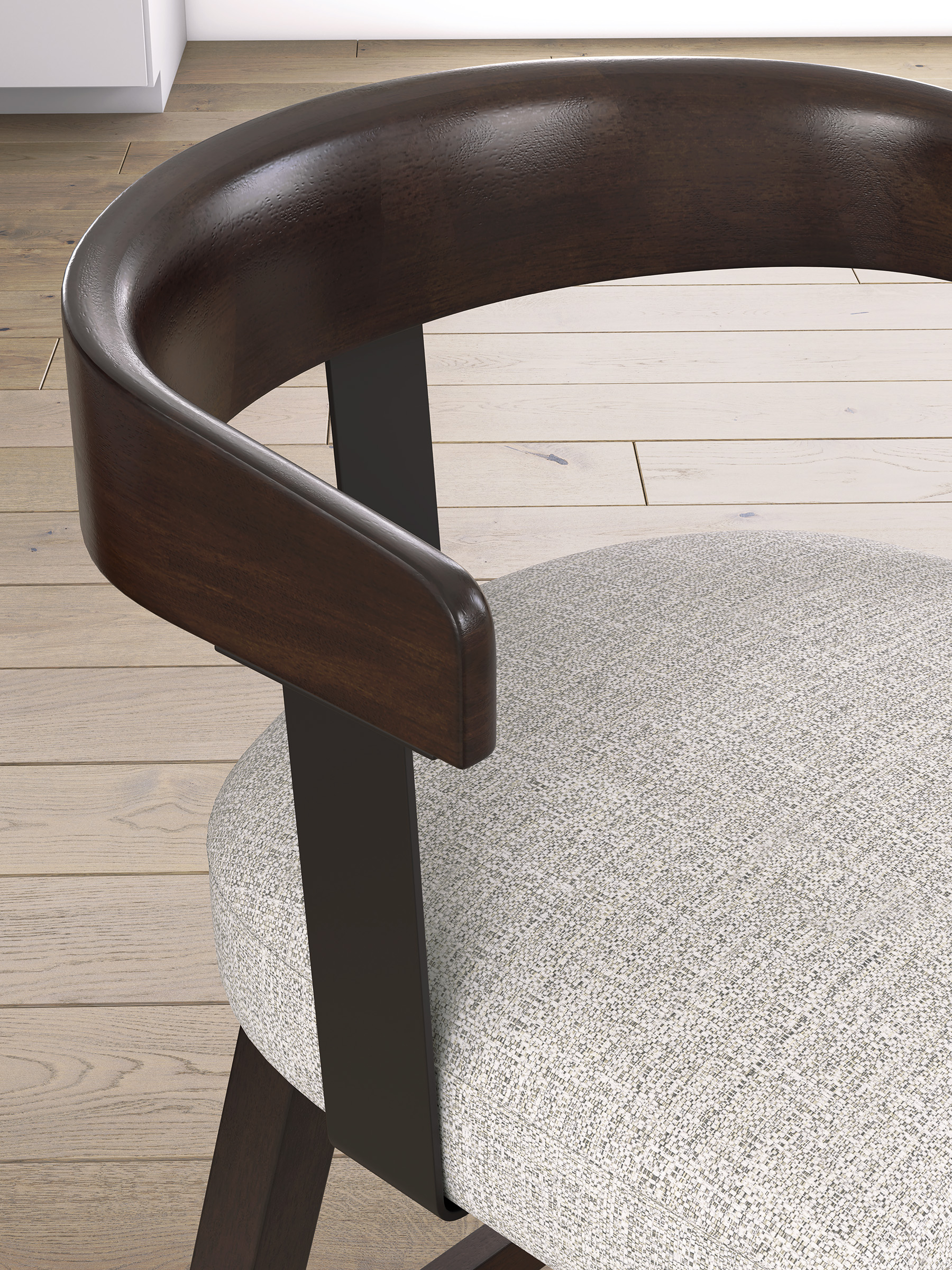 Haddigan Wood Swivel Barstool - Upholstered Bar Height | Sohomod