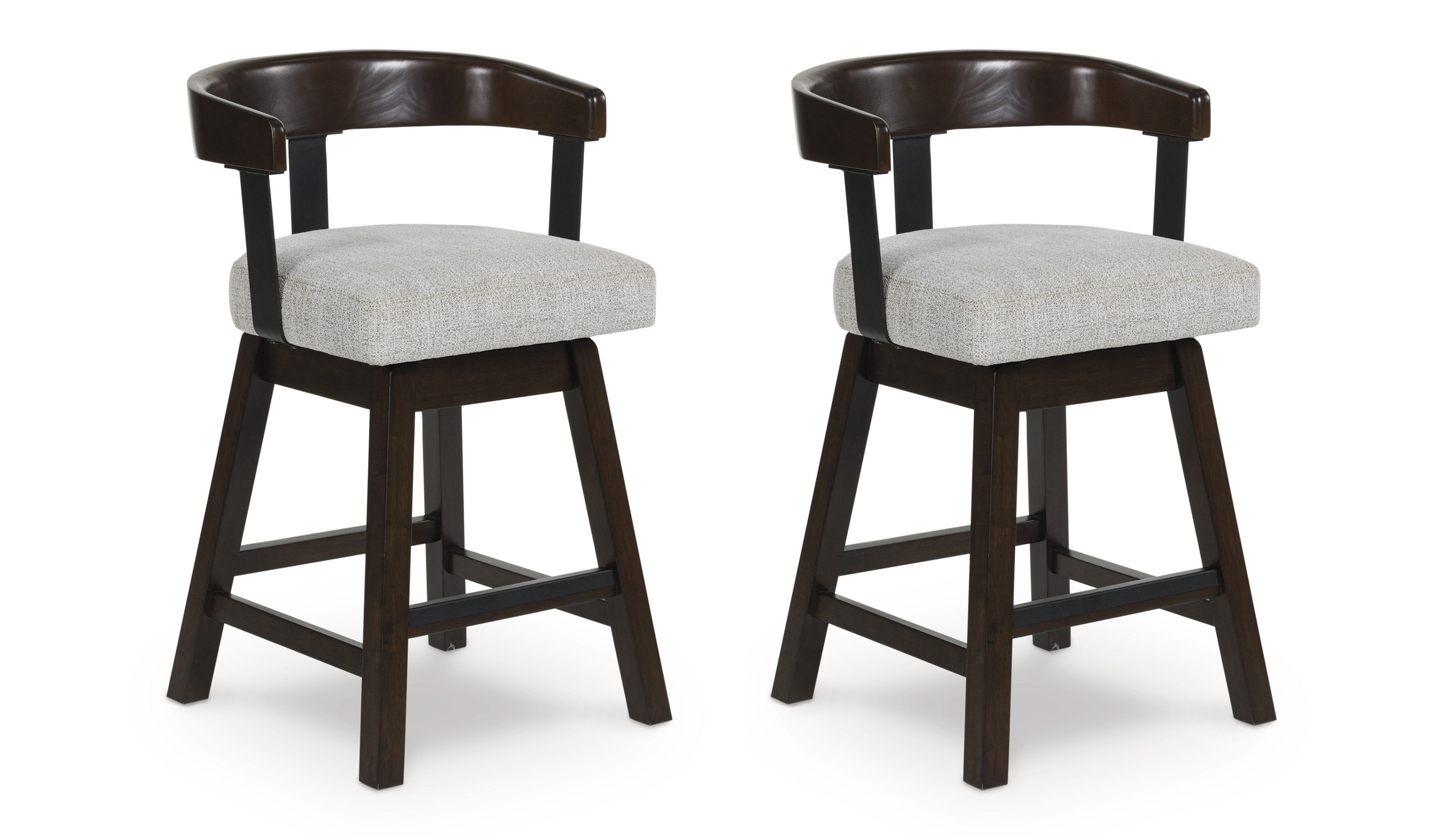 Haddigan Wood Swivel Barstool - Upholstered Bar Height | Sohomod