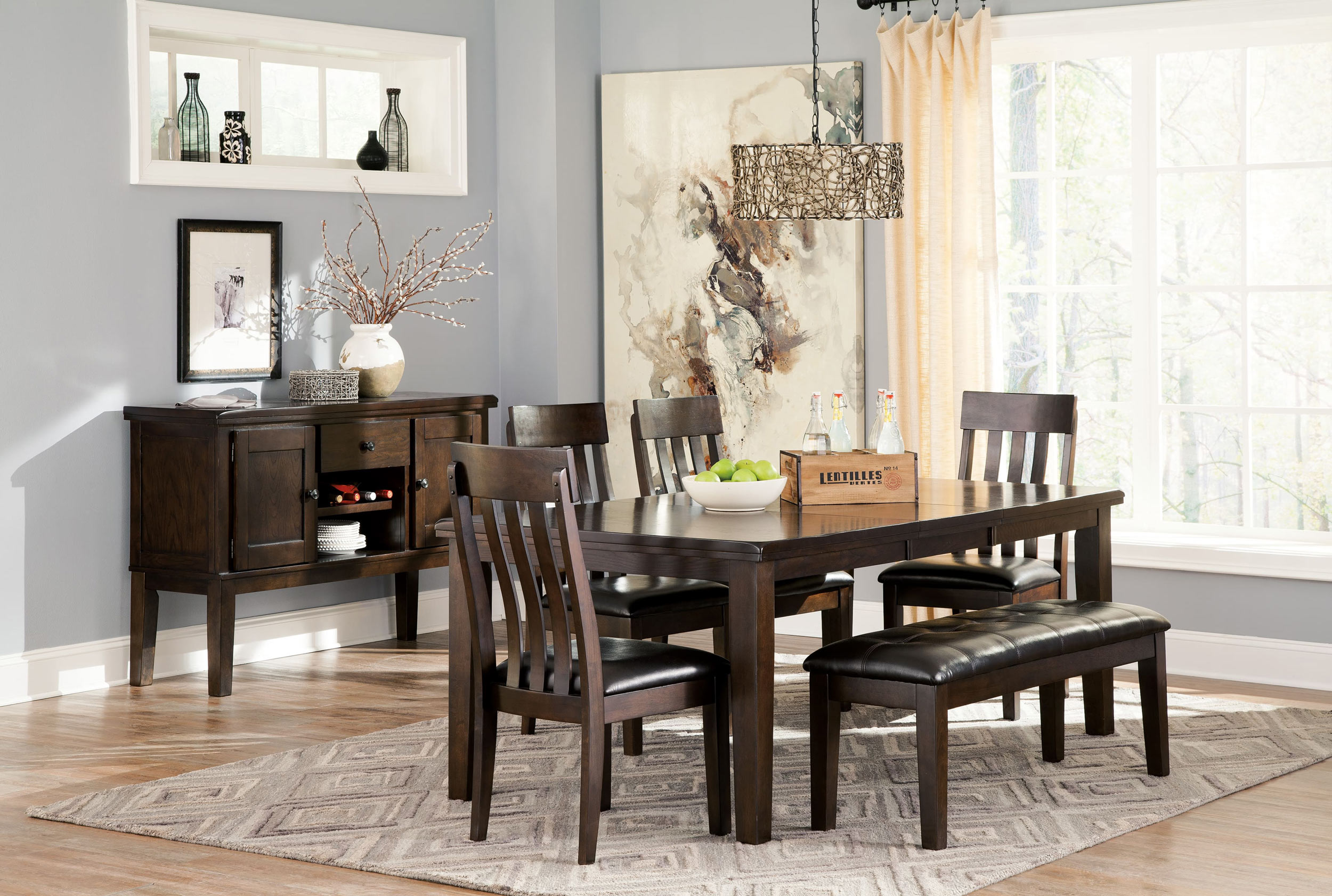 SM Haddigan Faux Leather/Wood Large Dining Bench