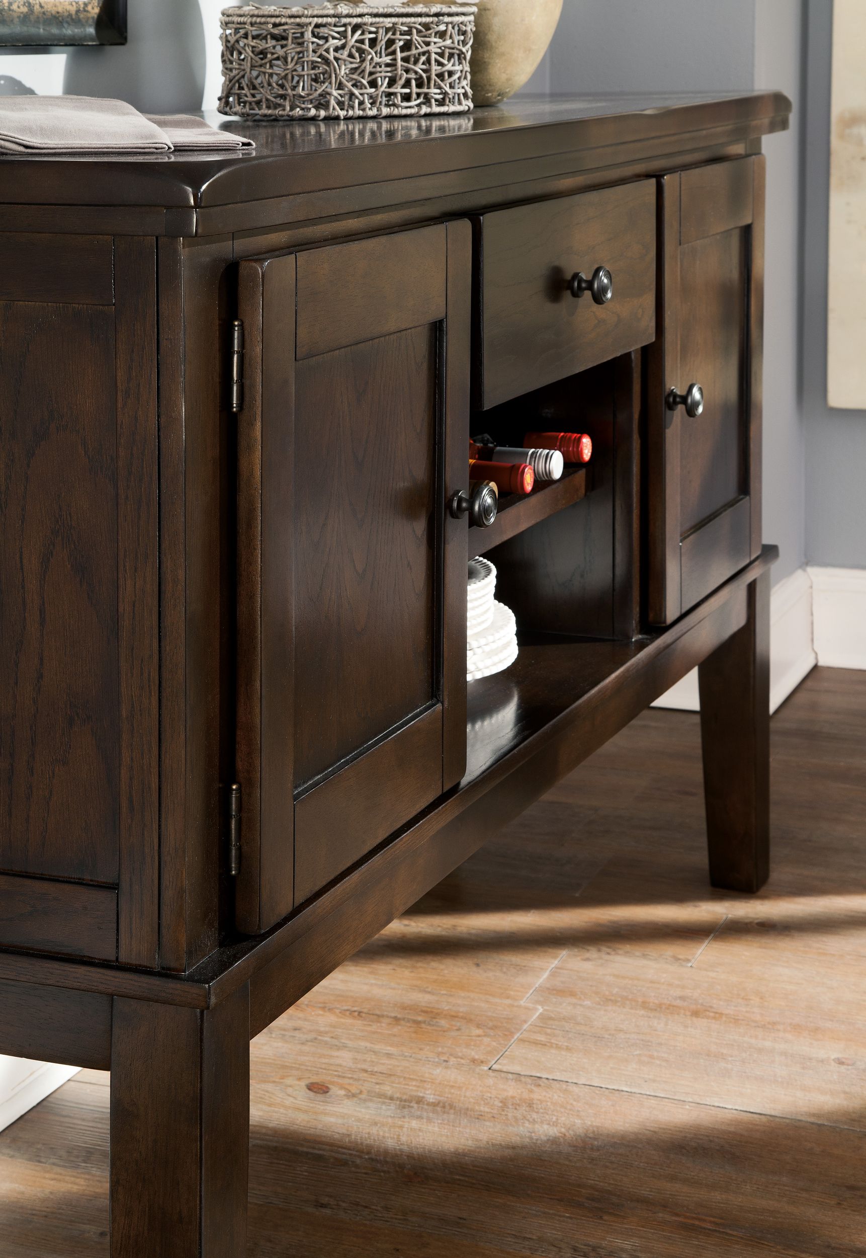 Haddigan Wood Dining Room Server w/2 Doors, 3 Shelves & 1 Drawer