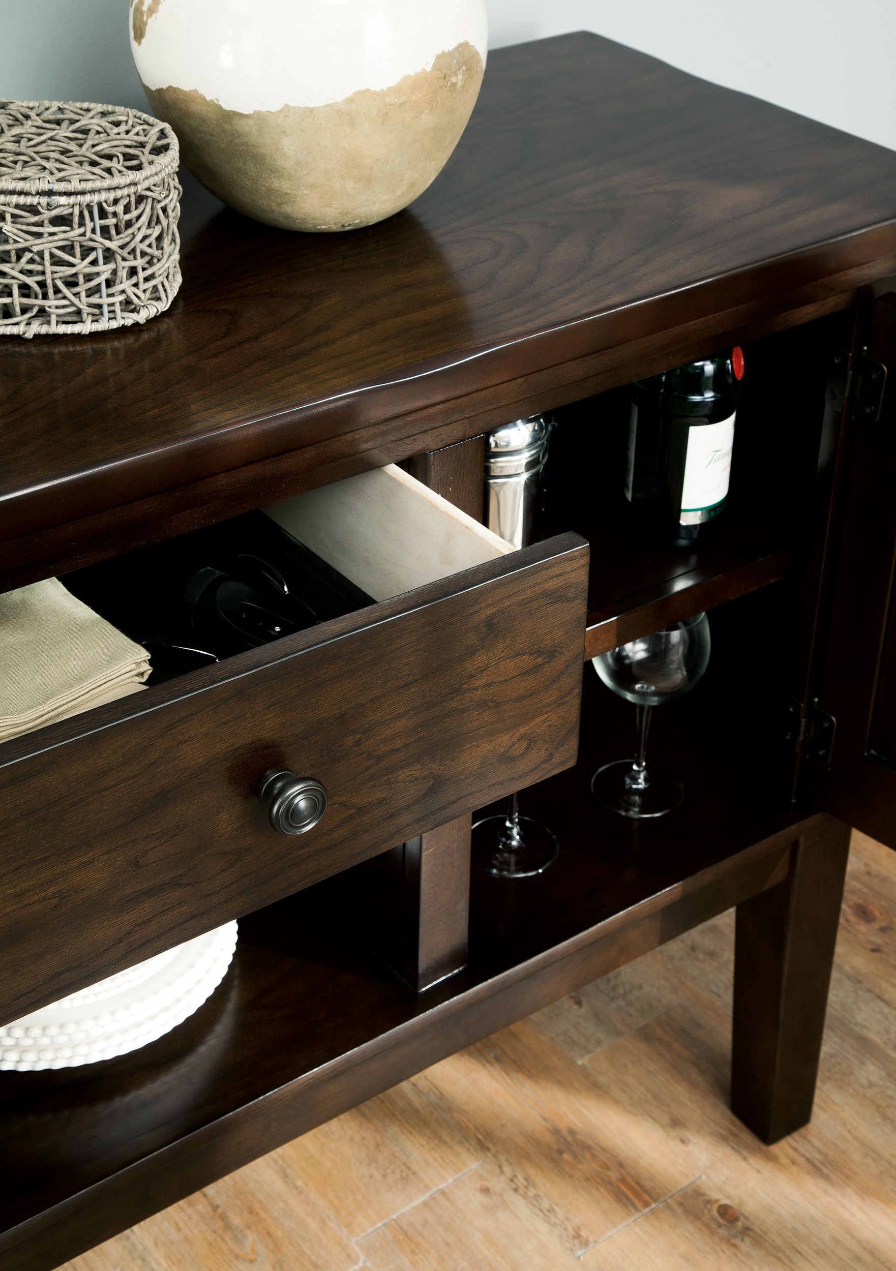 Haddigan Wood Dining Room Server w/2 Doors, 3 Shelves & 1 Drawer