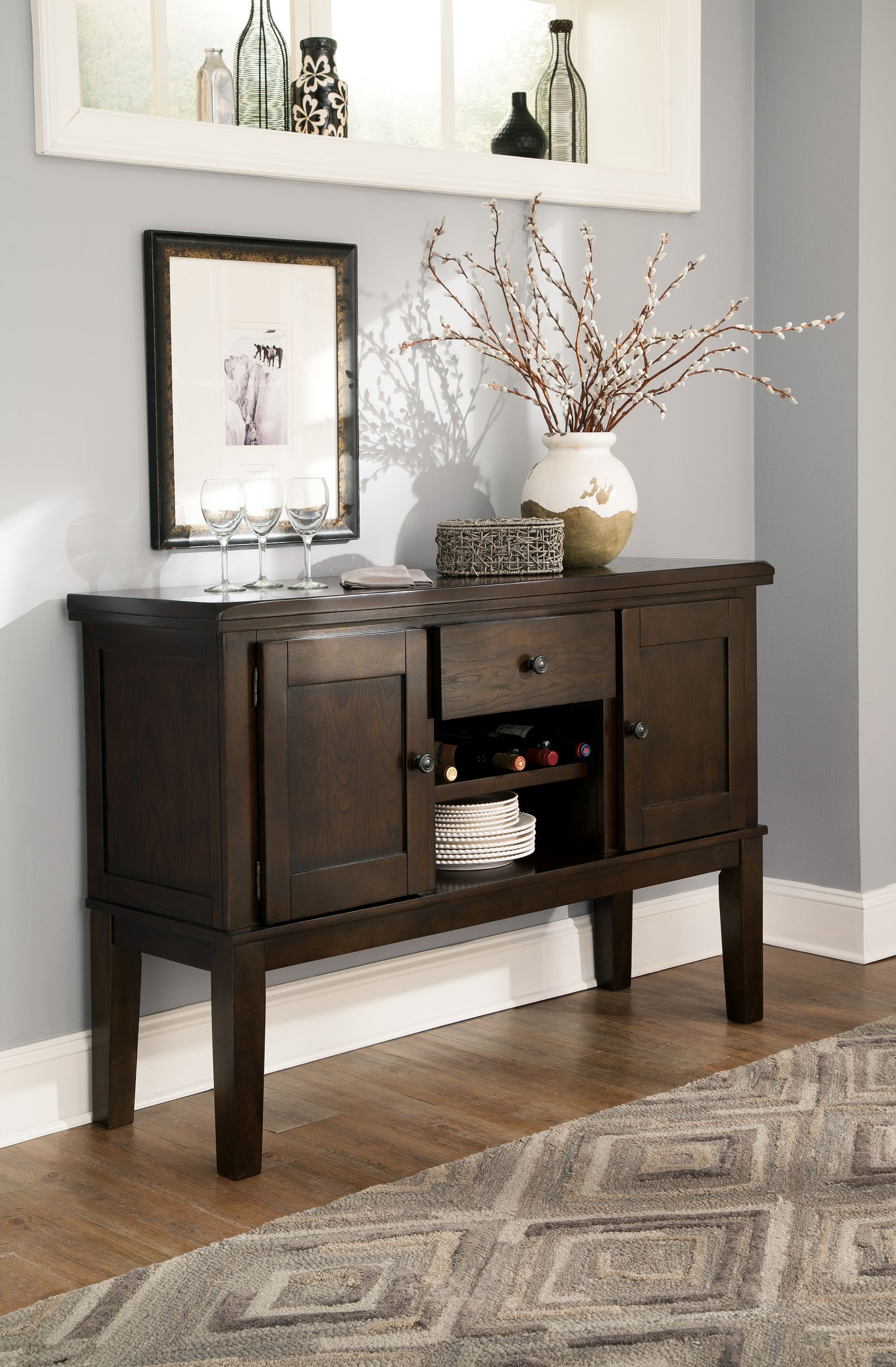 Haddigan Wood Dining Room Server w/2 Doors, 3 Shelves & 1 Drawer