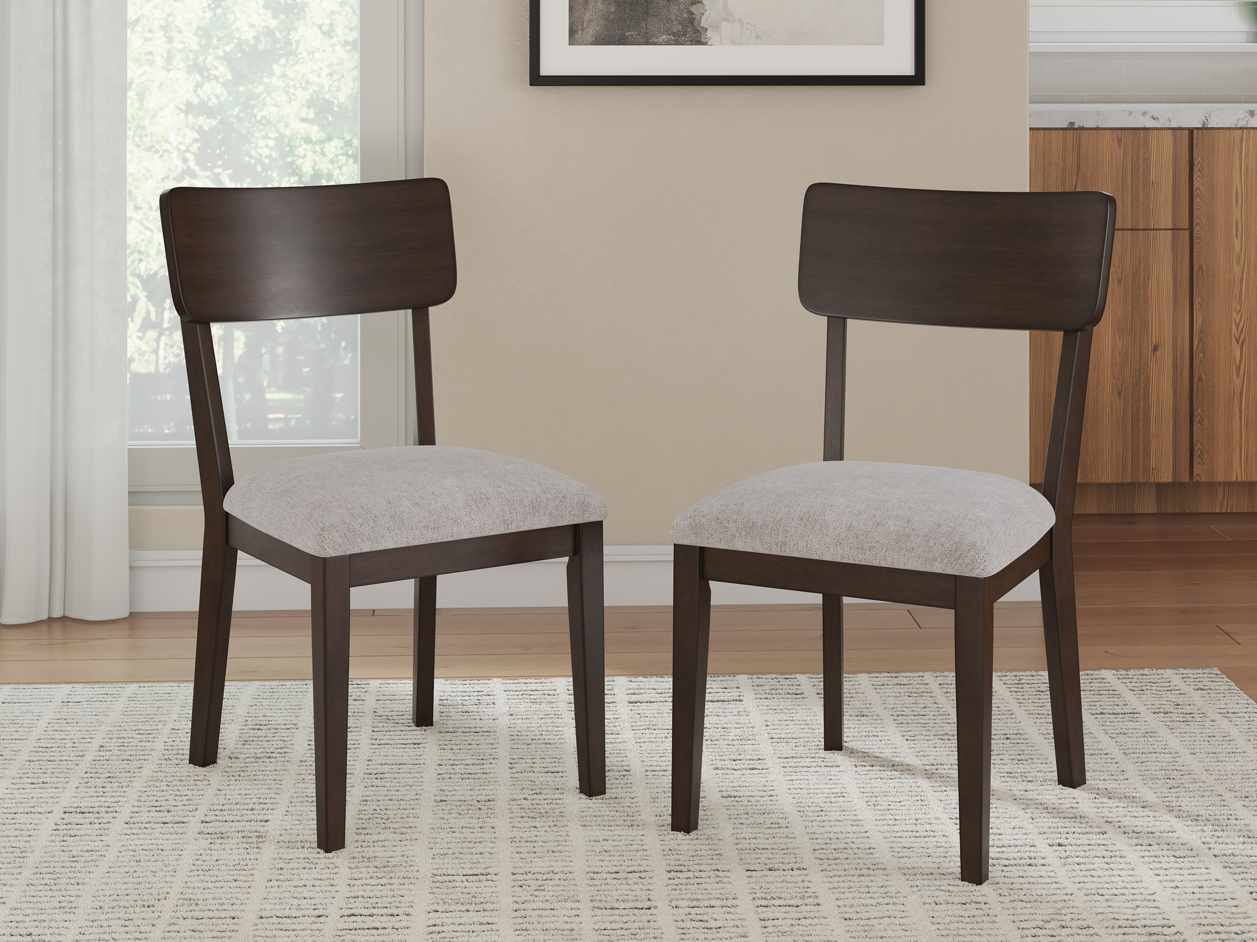 Mallenette Dining Side Chair | Merlot Wood & Upholstered