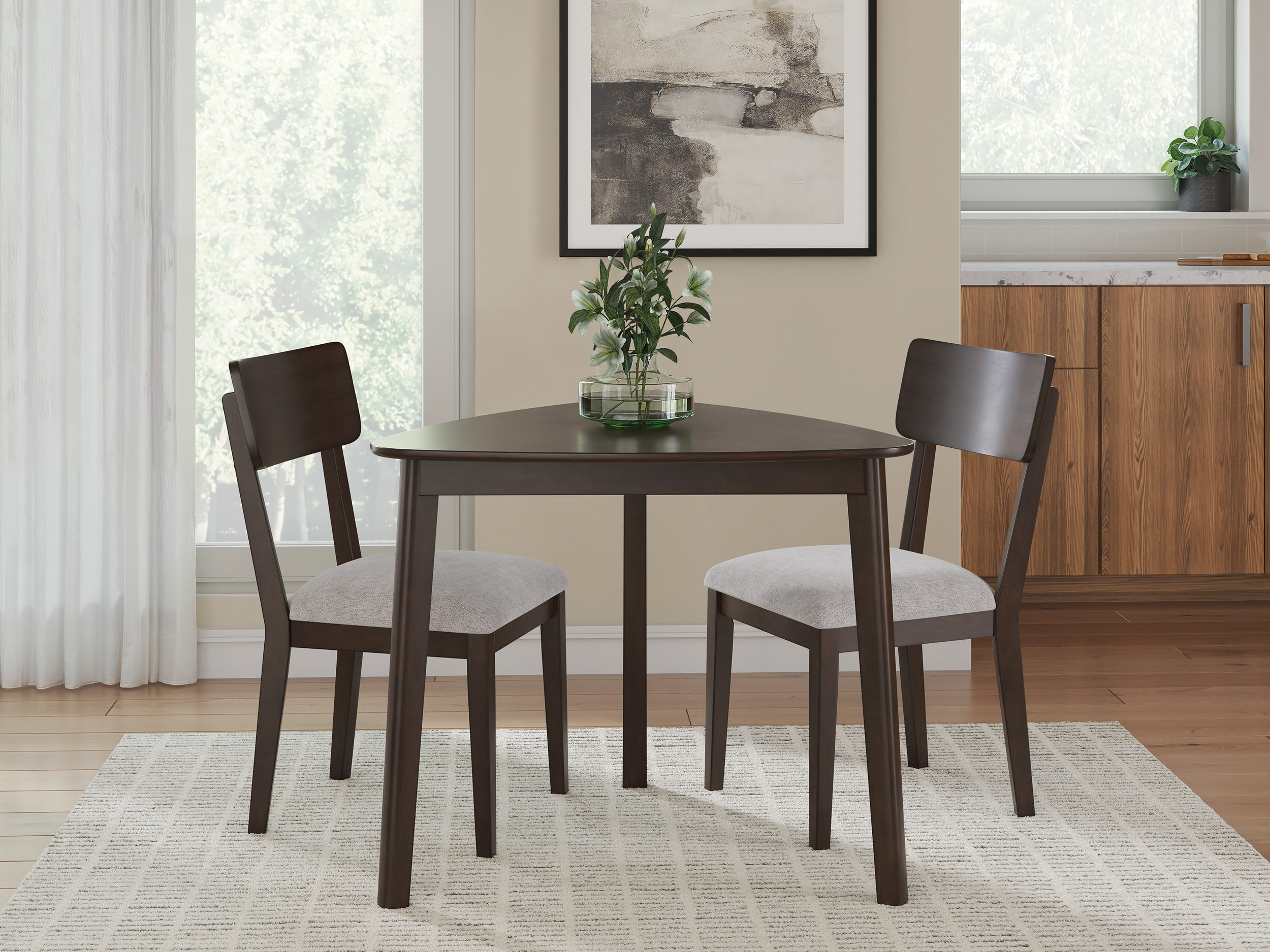 Mallenette Dining Side Chair | Merlot Wood & Upholstered