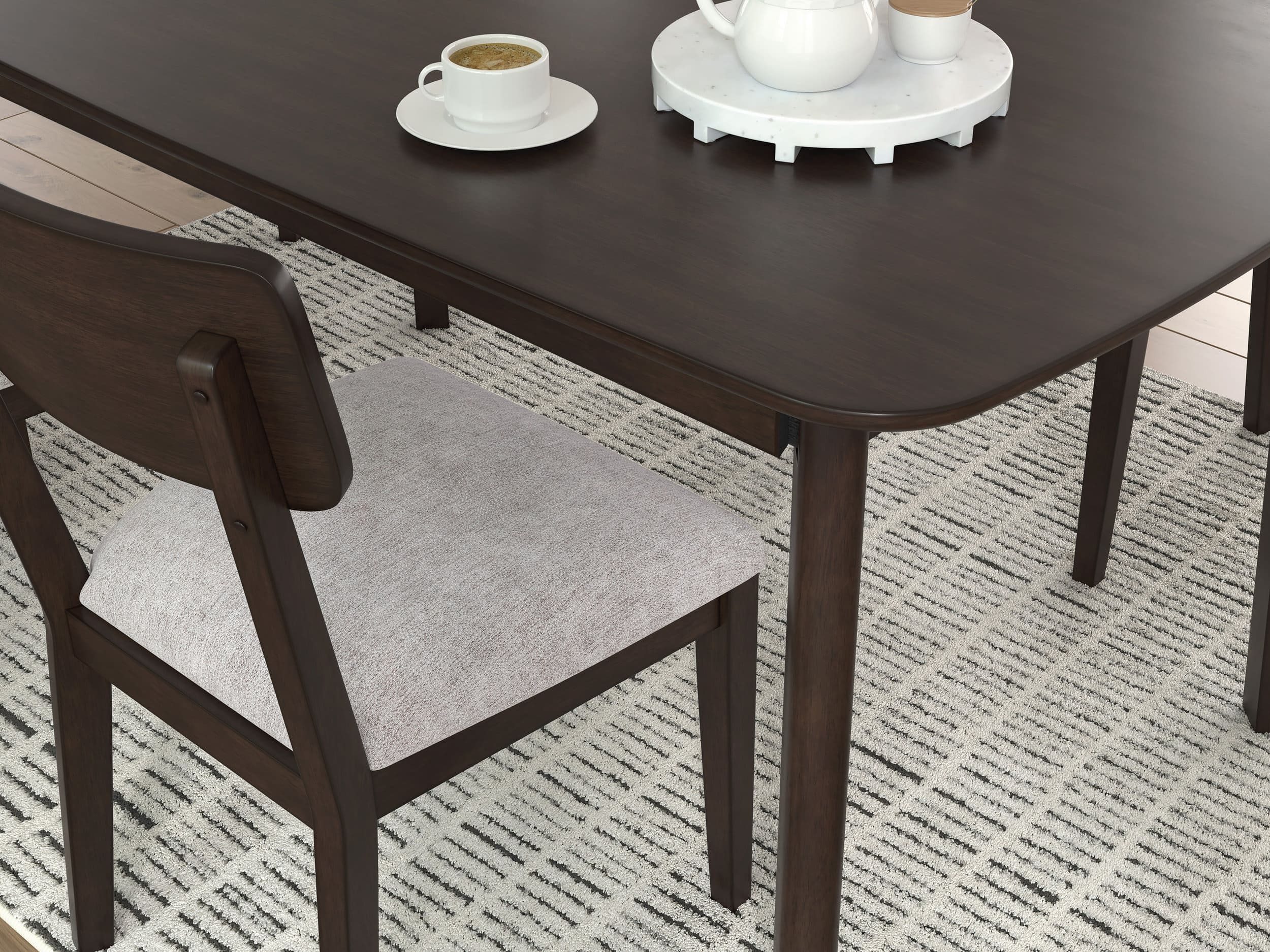 Mallenette 5-Piece Dining Set - Merlot Wood Table & 4 Chairs | Sohomod