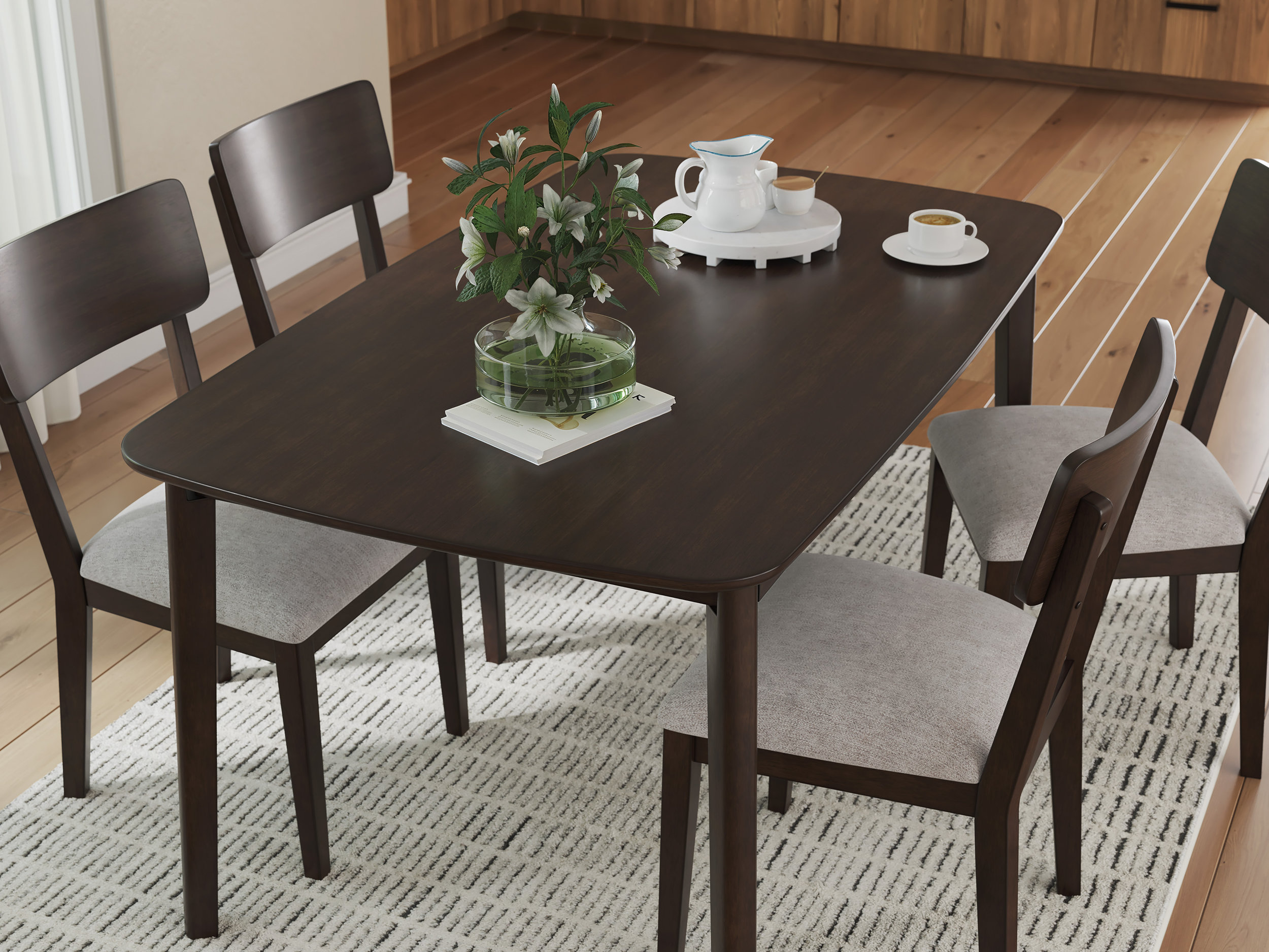 Mallenette Dining Side Chair | Merlot Wood & Upholstered