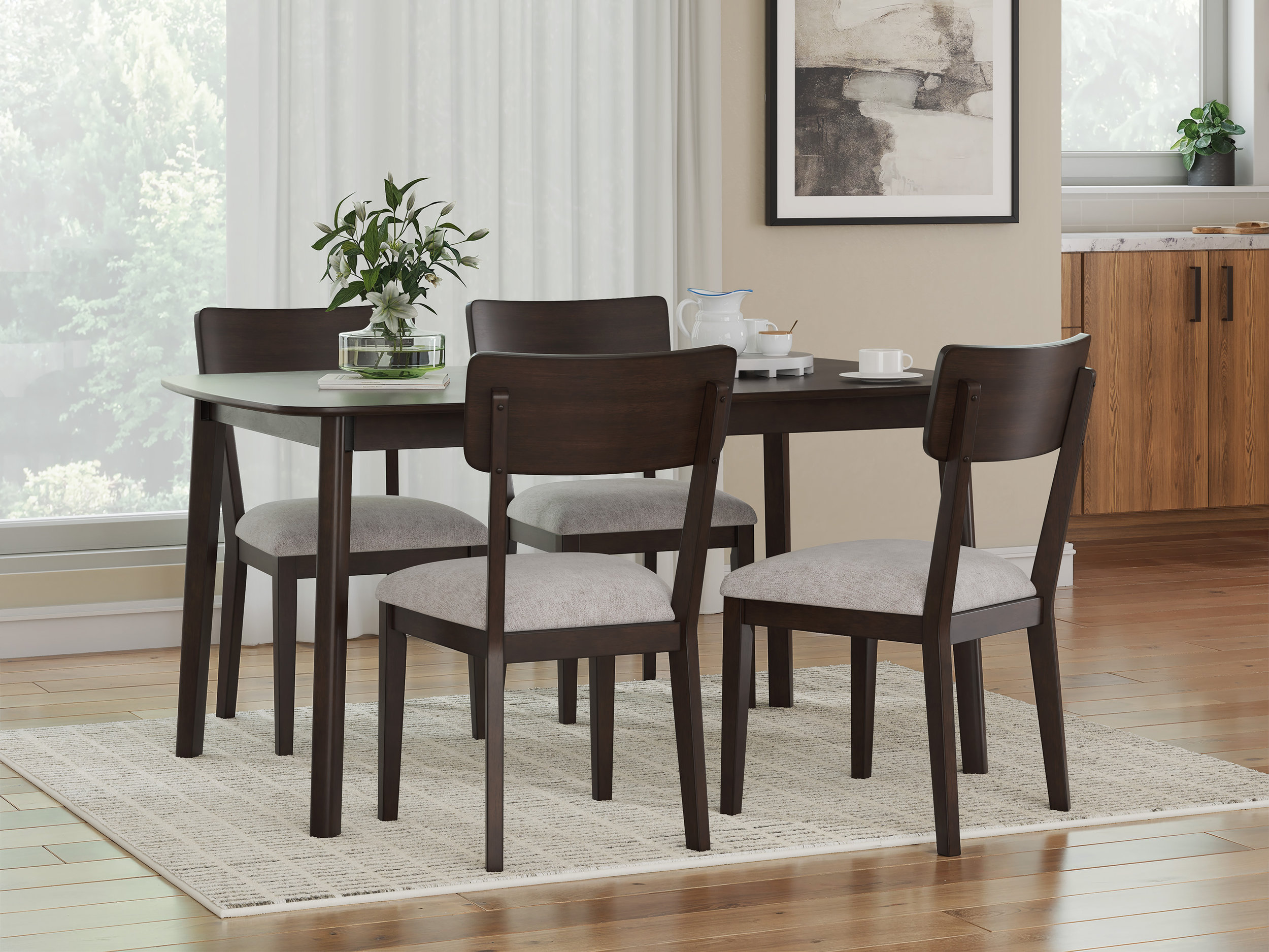 Mallenette Dining Side Chair | Merlot Wood & Upholstered