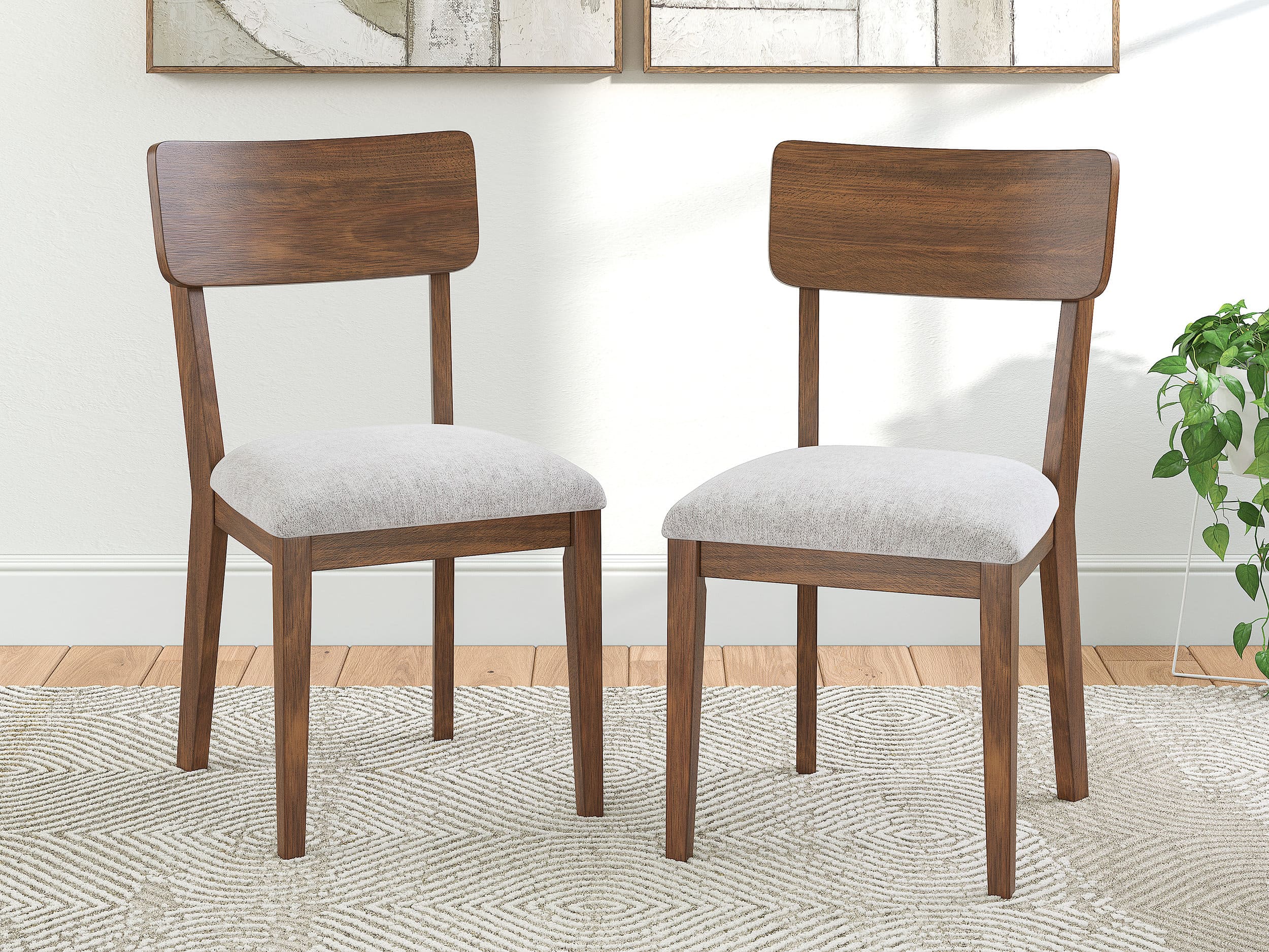 Tameride Upholstered Dining Side Chair | Warm Brown Finish