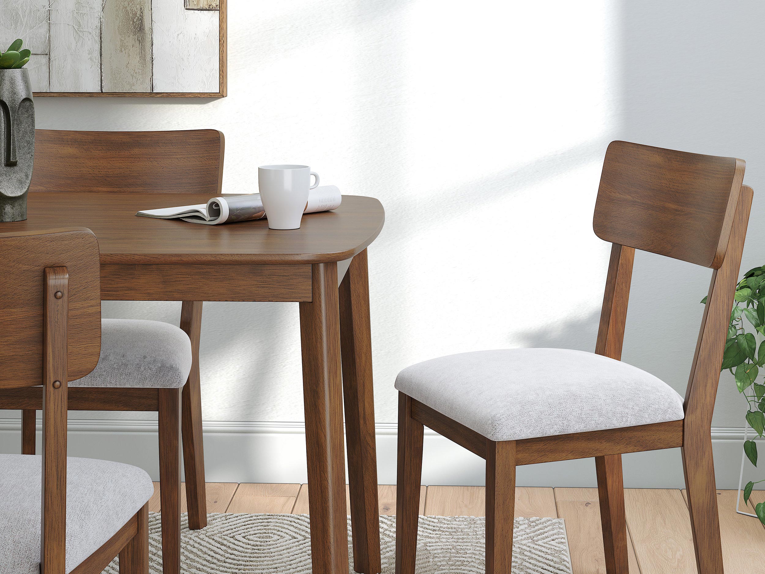 Tameride Upholstered Dining Side Chair | Warm Brown Finish