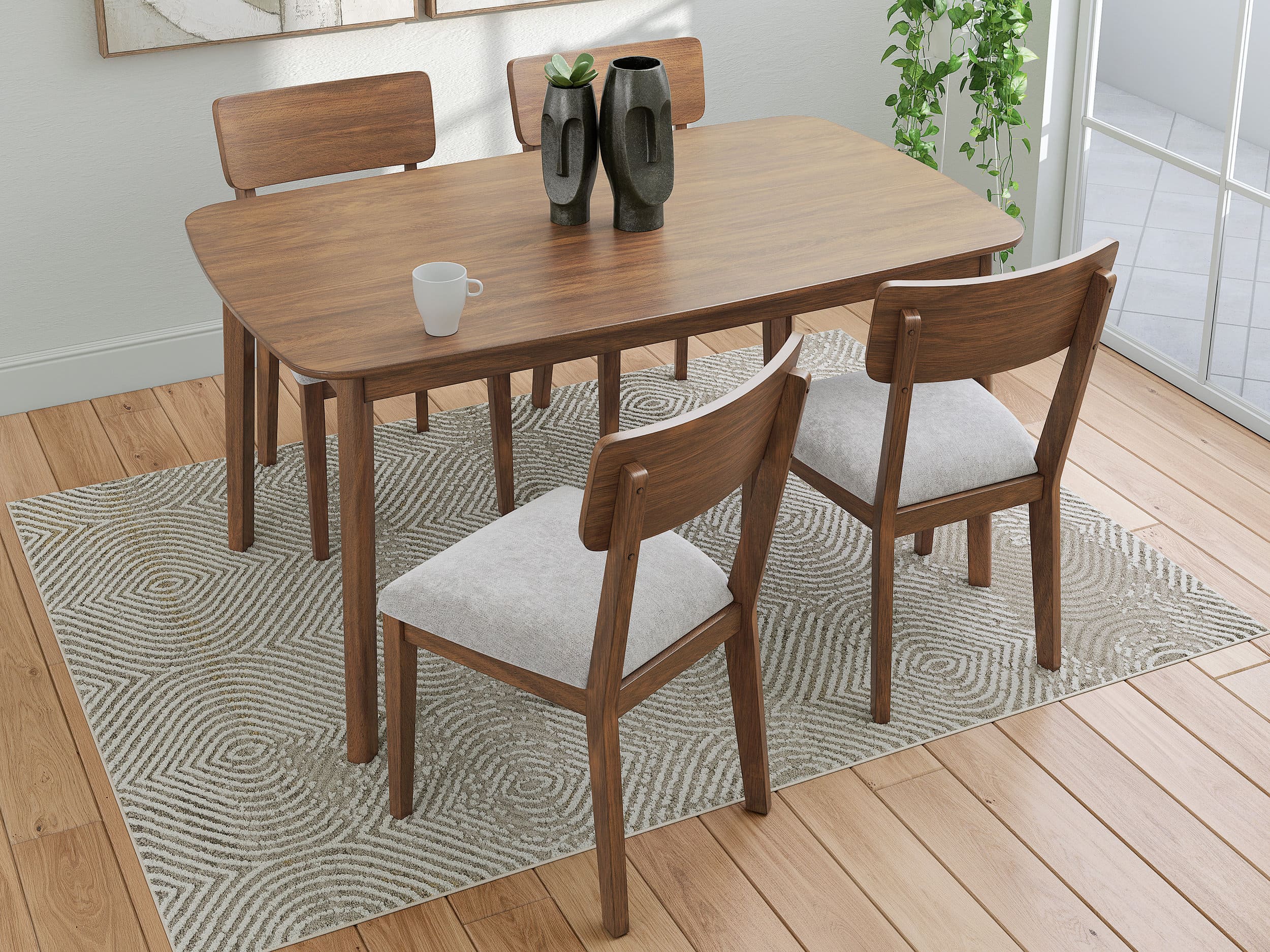 Tameride Upholstered Dining Side Chair | Warm Brown Finish